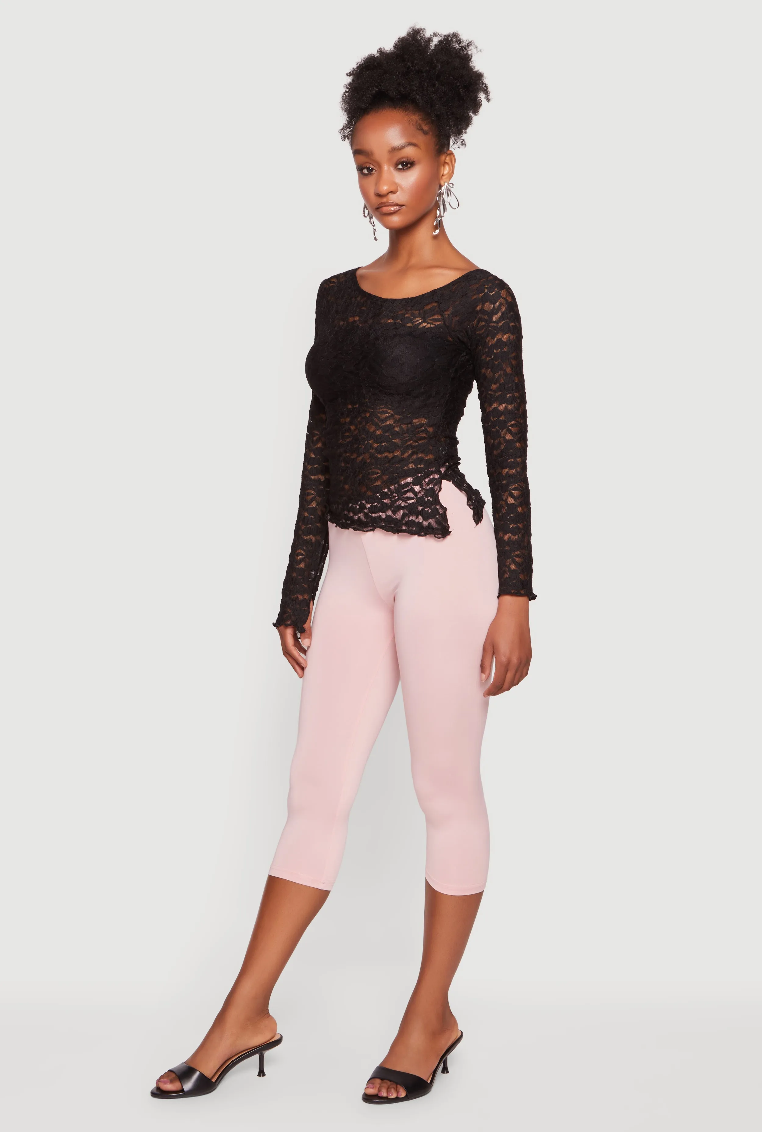 Lace Bell Sleeve Side Slit Top sold by Rainbow product image thumbnail 3