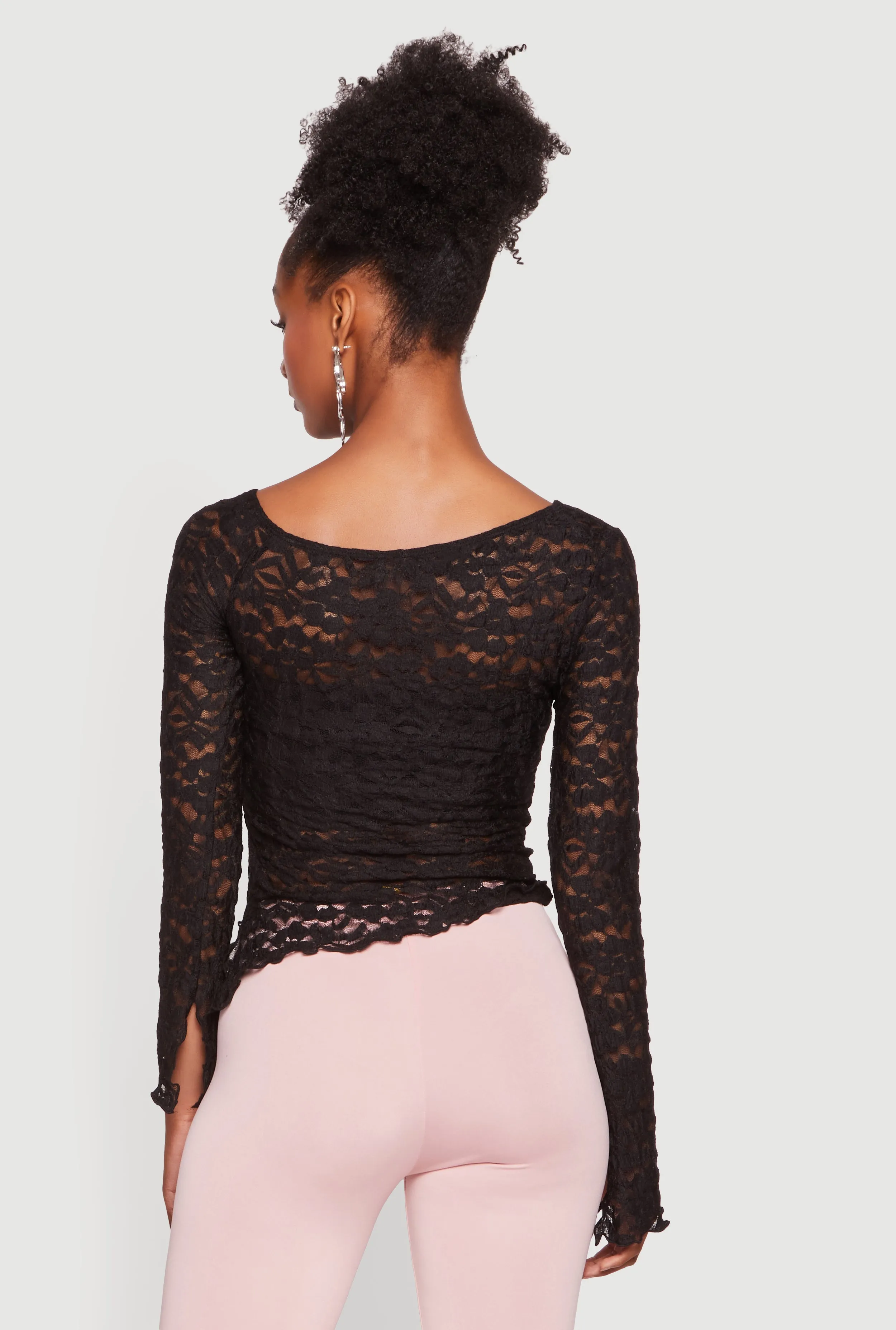 Lace Bell Sleeve Side Slit Top sold by Rainbow product image thumbnail 5
