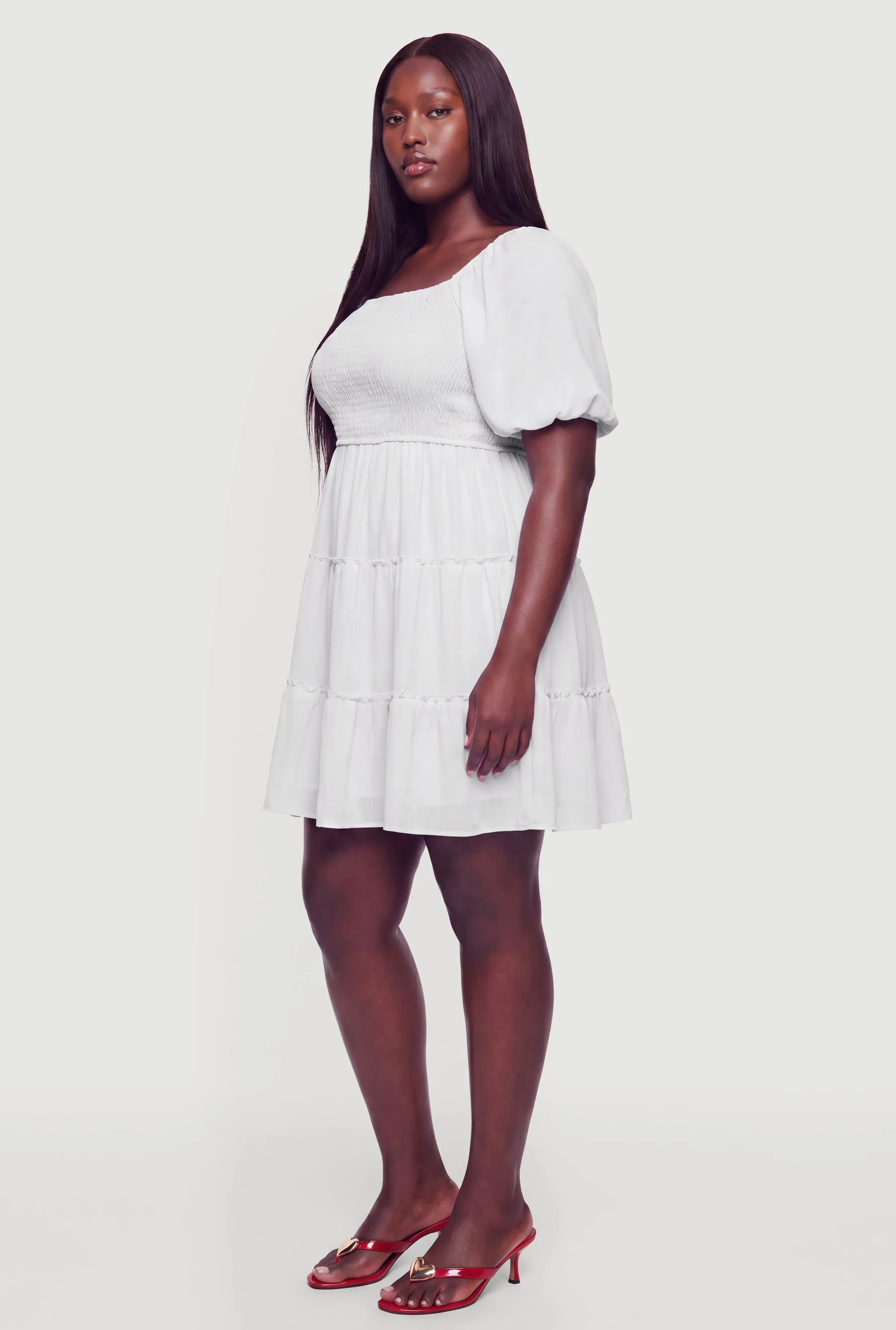 Plus Size Smocked Tiered Mini Dress sold by Rainbow product image thumbnail 2