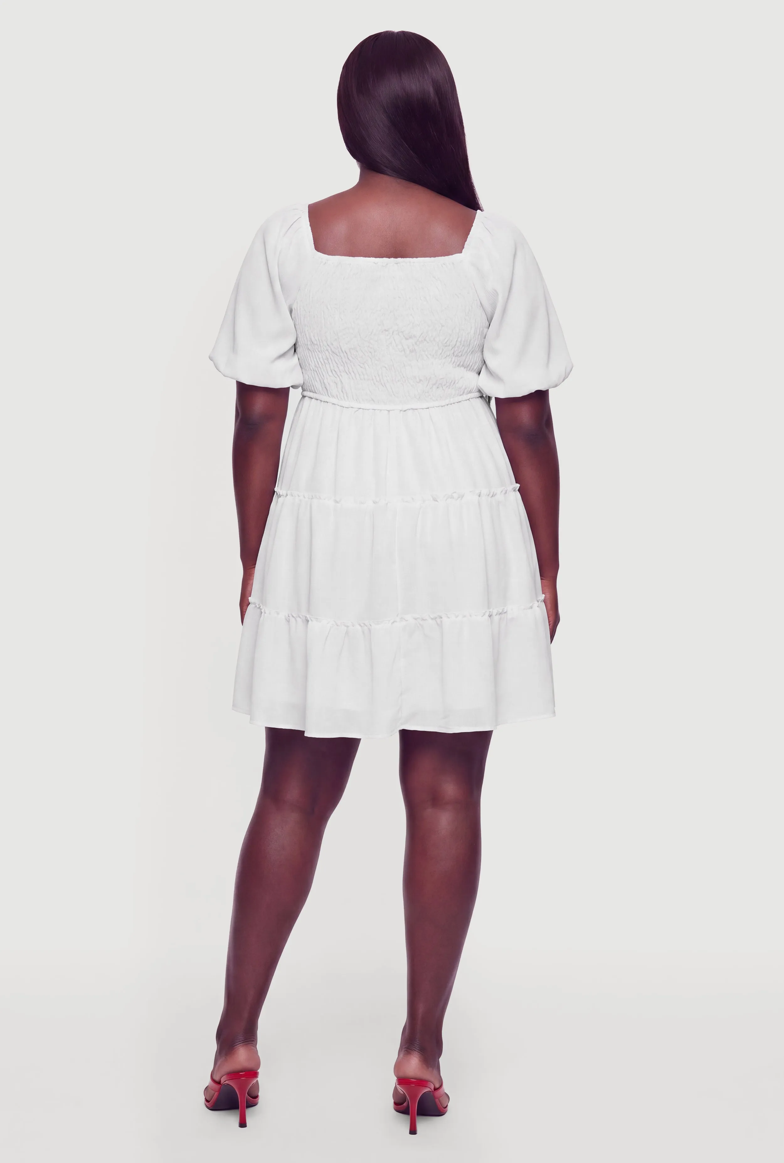 Plus Size Smocked Tiered Mini Dress sold by Rainbow product image thumbnail 3