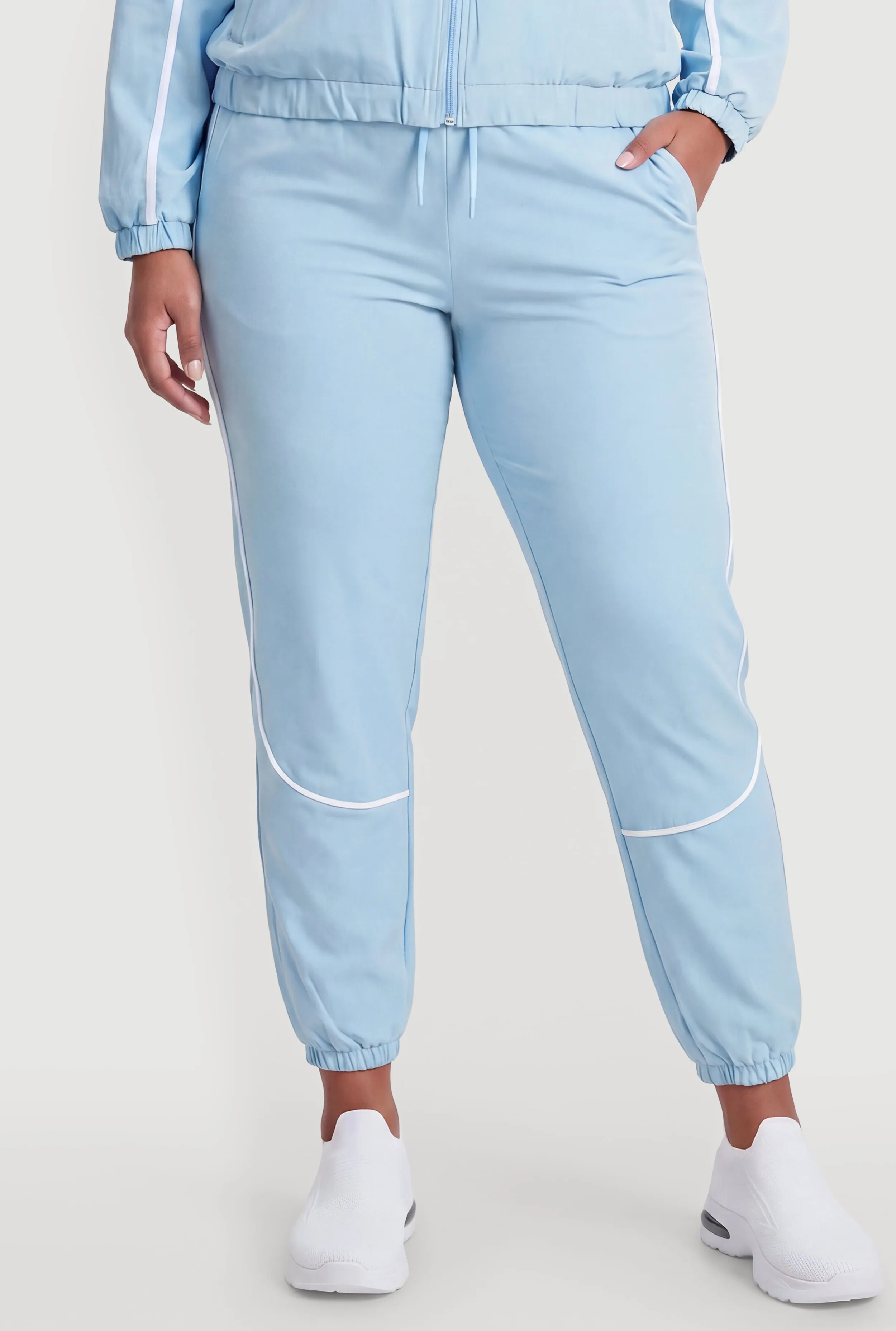 Plus Size Contrast Trim Piping Drawstring High Waisted Joggers sold by Rainbow product image thumbnail 3