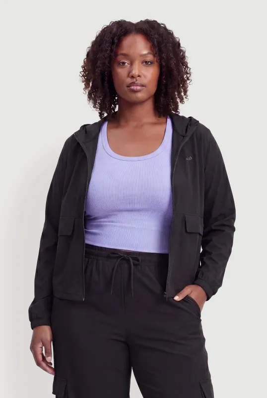Plus Size Long Sleeve Zip Front Hoodie made by Rainbow