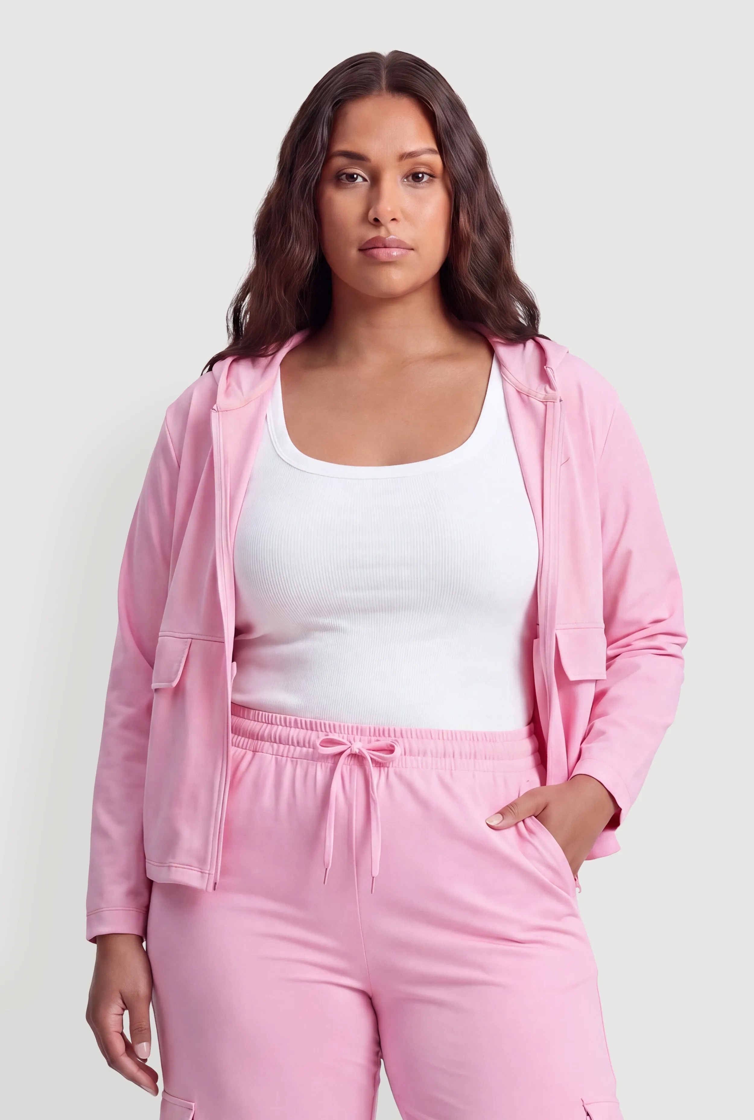 Plus Size Long Sleeve Zip Front Hoodie sold by Rainbow product image thumbnail 4