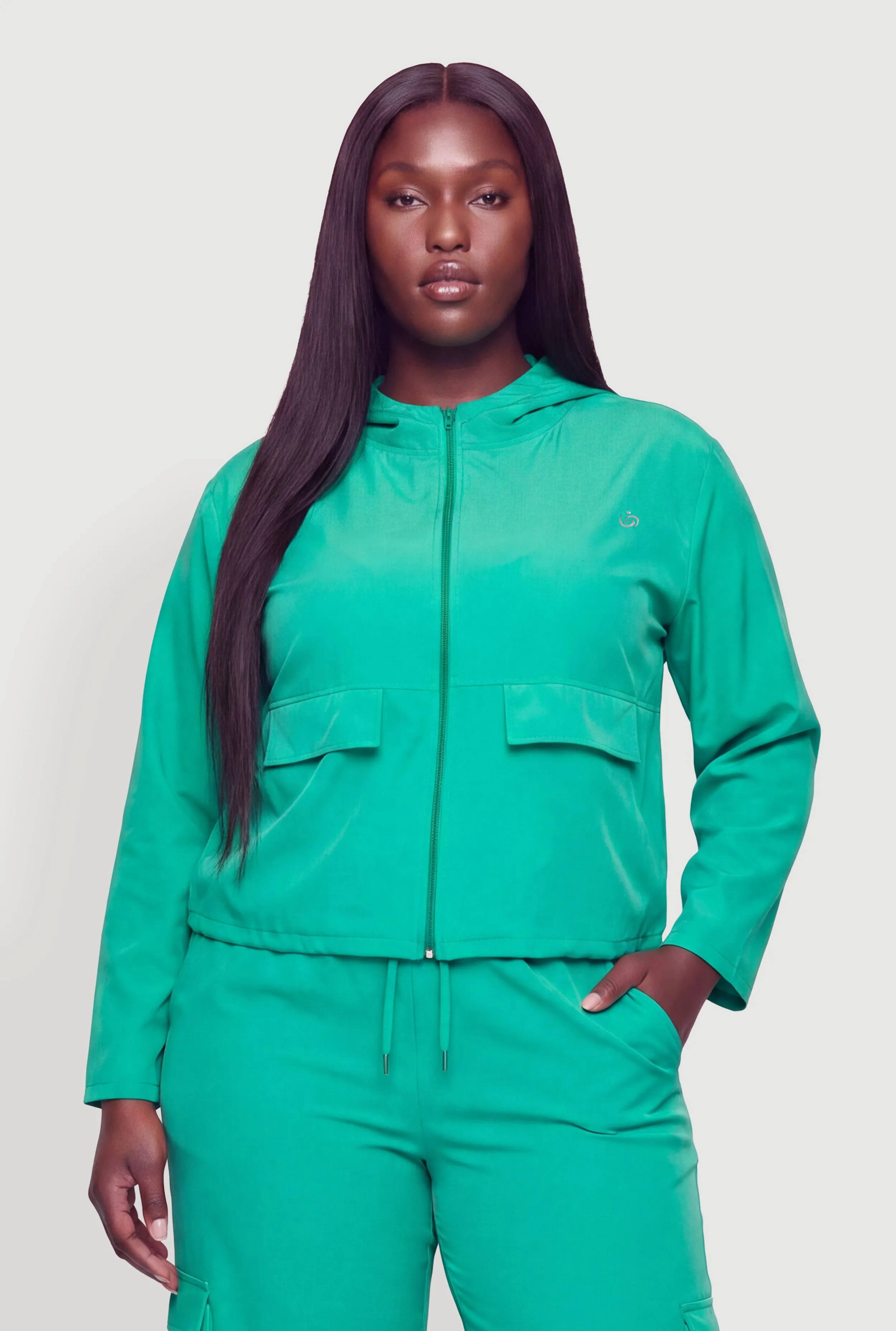 Plus Size Long Sleeve Zip Front Hoodie sold by Rainbow product image thumbnail 3