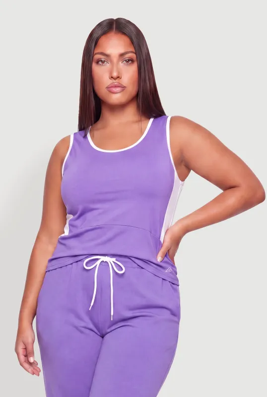 Plus Size Contrast Trim Tank Top made by Rainbow