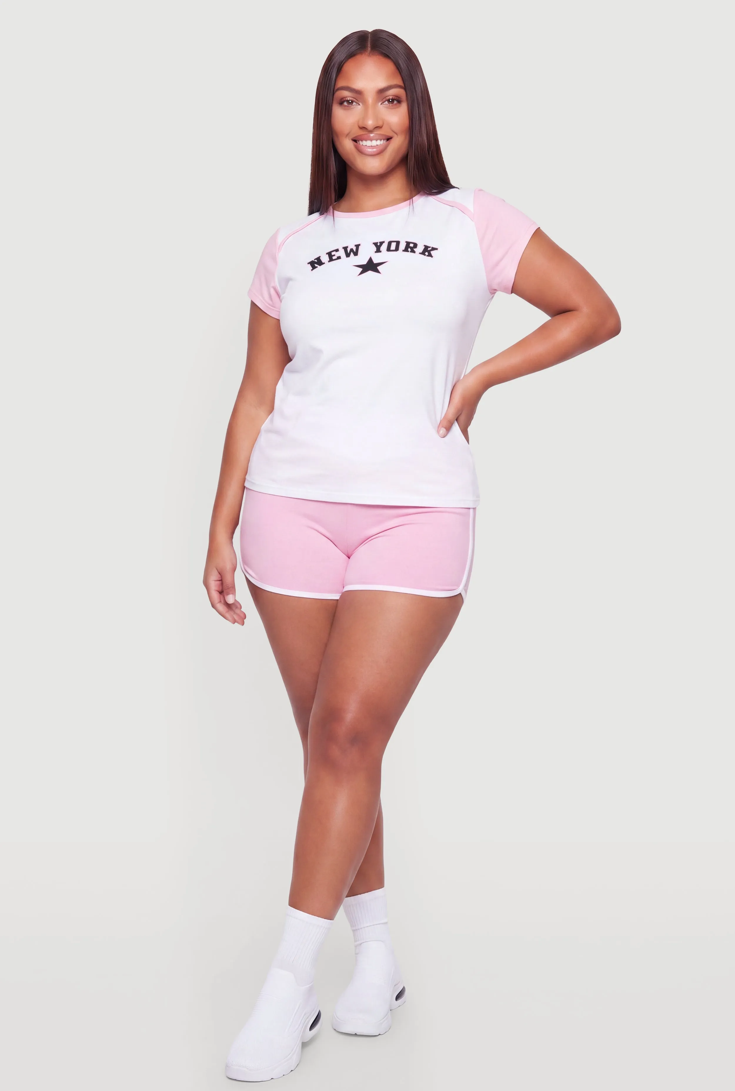 Plus Size Contrast Trim Dolphin Shorts sold by Rainbow