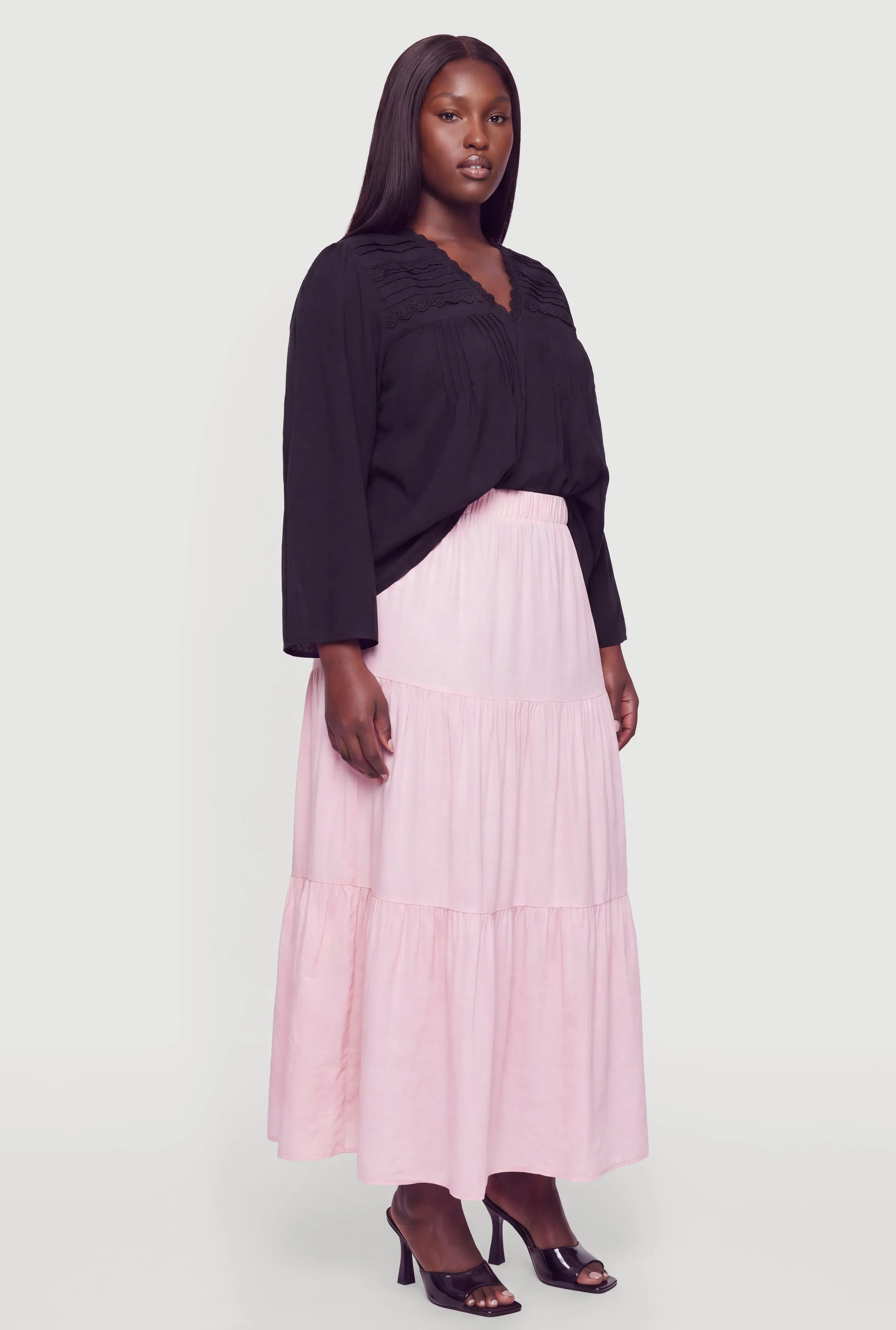 Plus Size Crochet Trim Long Sleeve Blouse sold by Rainbow product image thumbnail 3