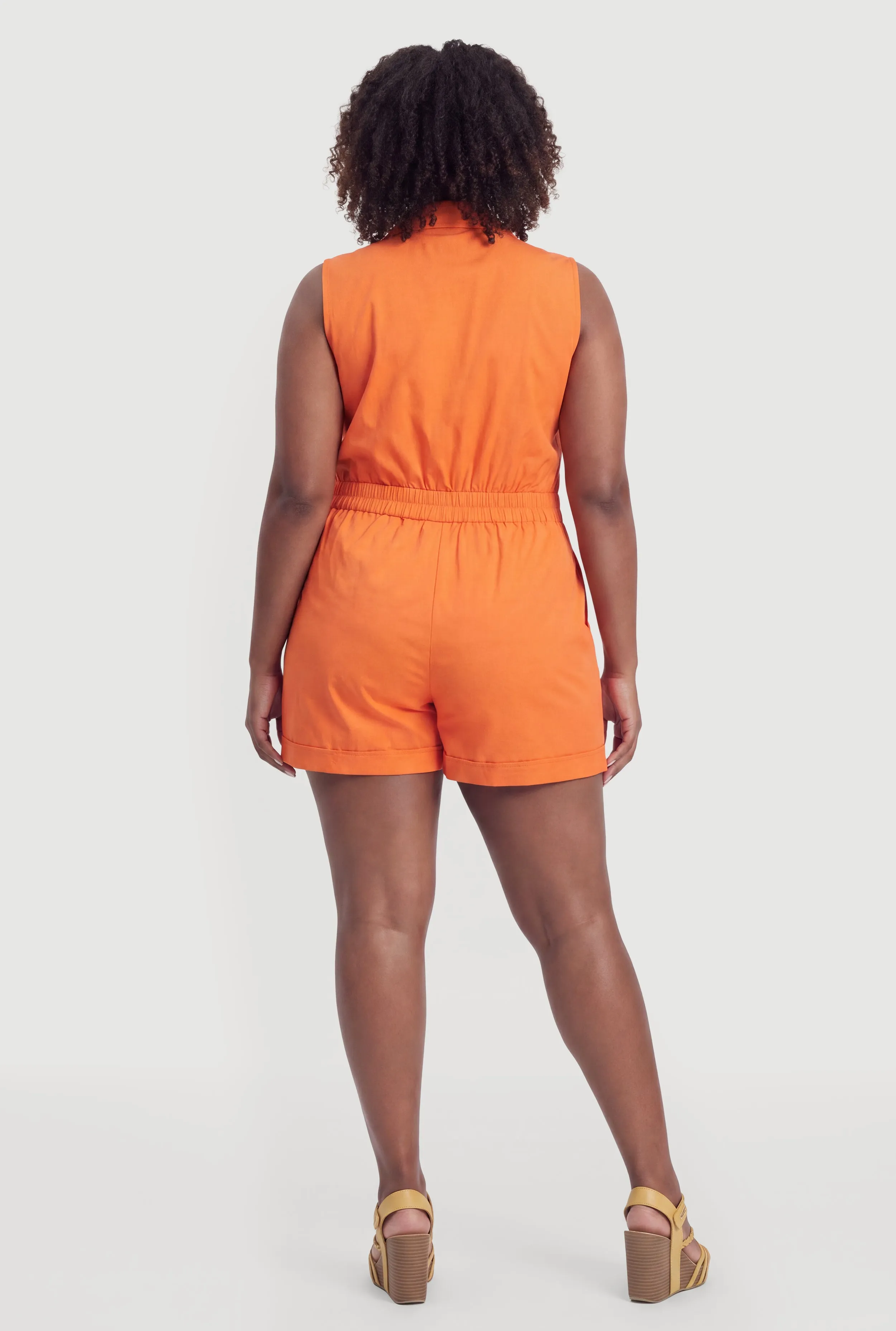 Plus Size Collared Button Front Romper sold by Rainbow product image thumbnail 3