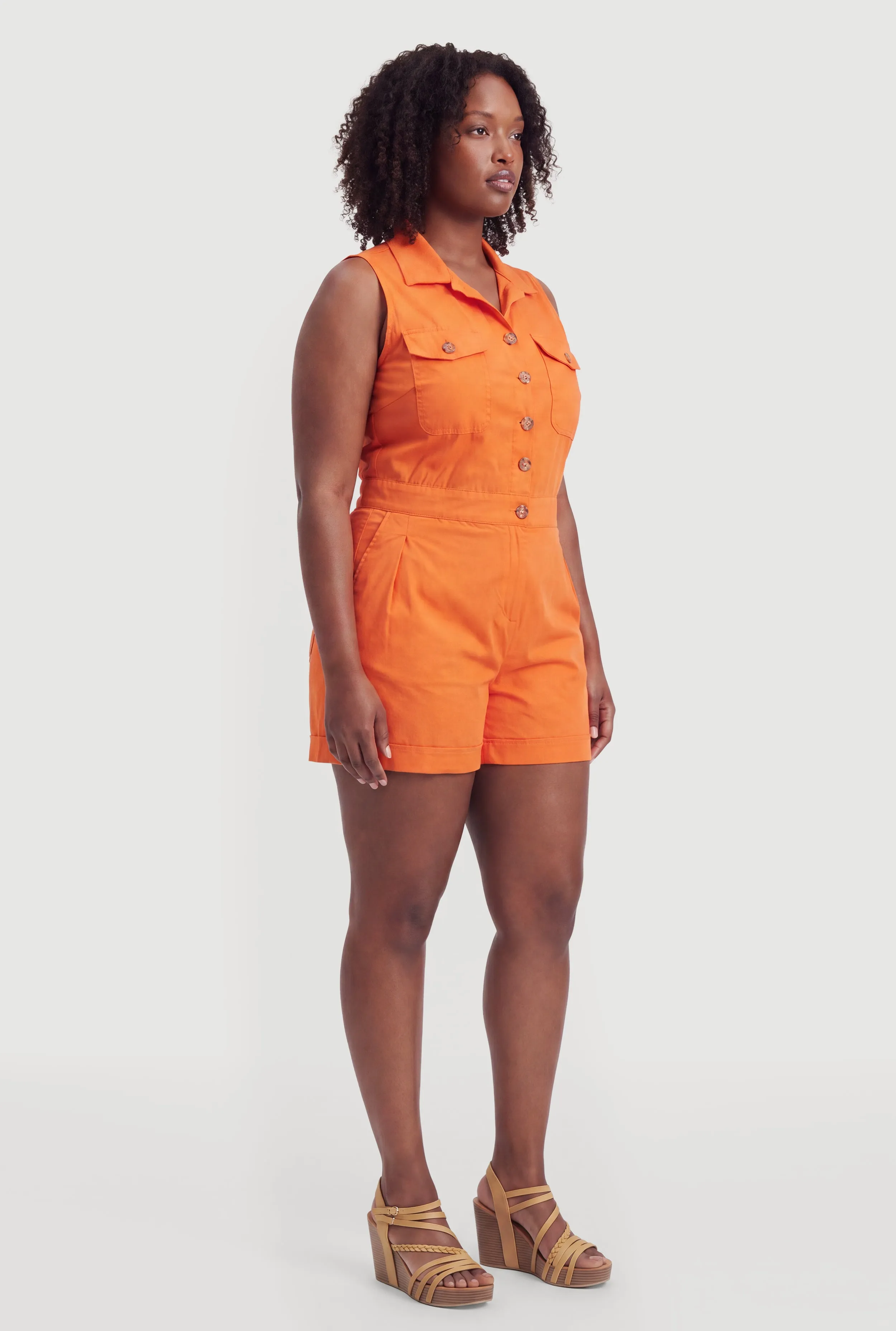 Plus Size Collared Button Front Romper sold by Rainbow product image thumbnail 2