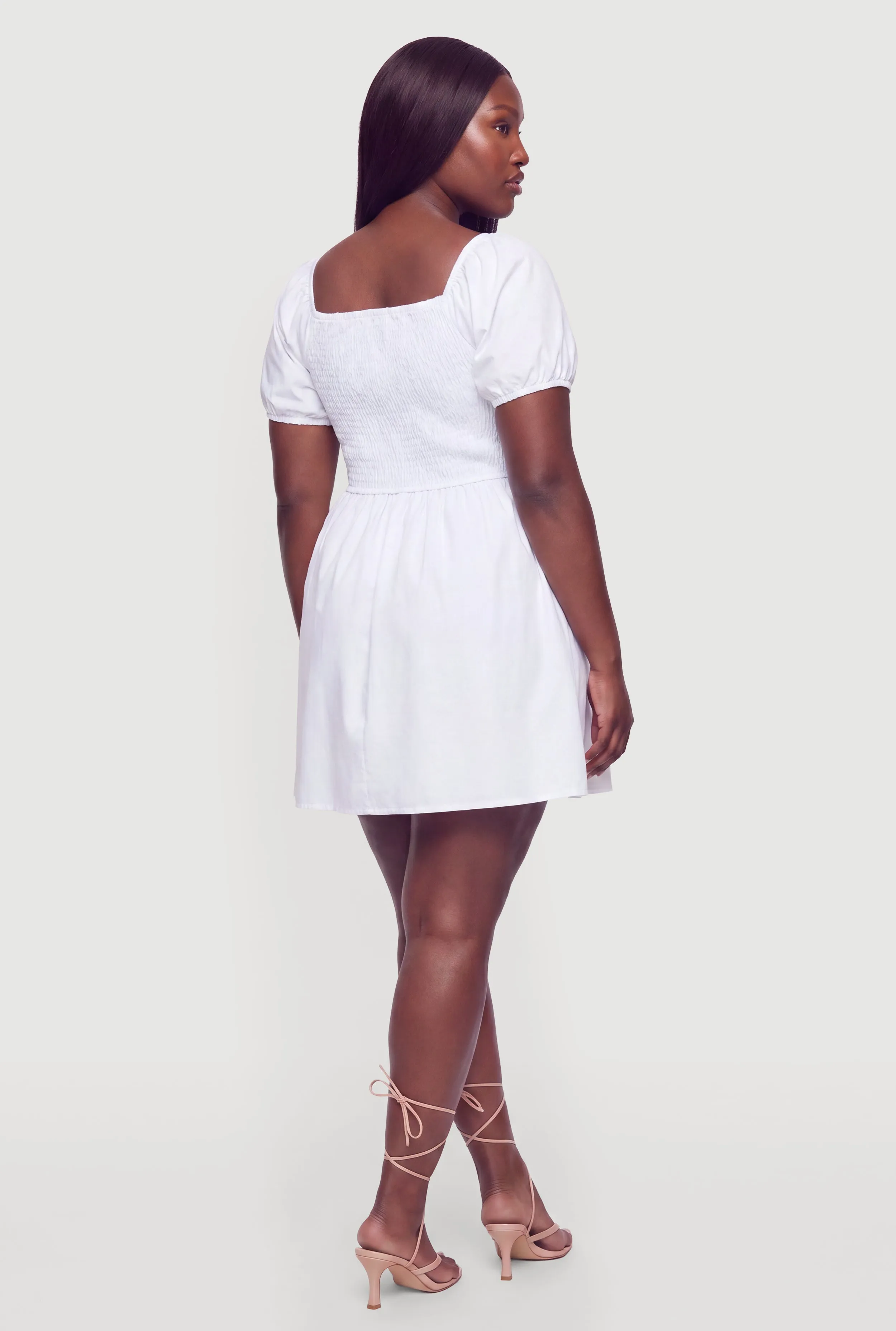 Plus Size Tie Front Puff Sleeve Mini Dress sold by Rainbow product image thumbnail 3