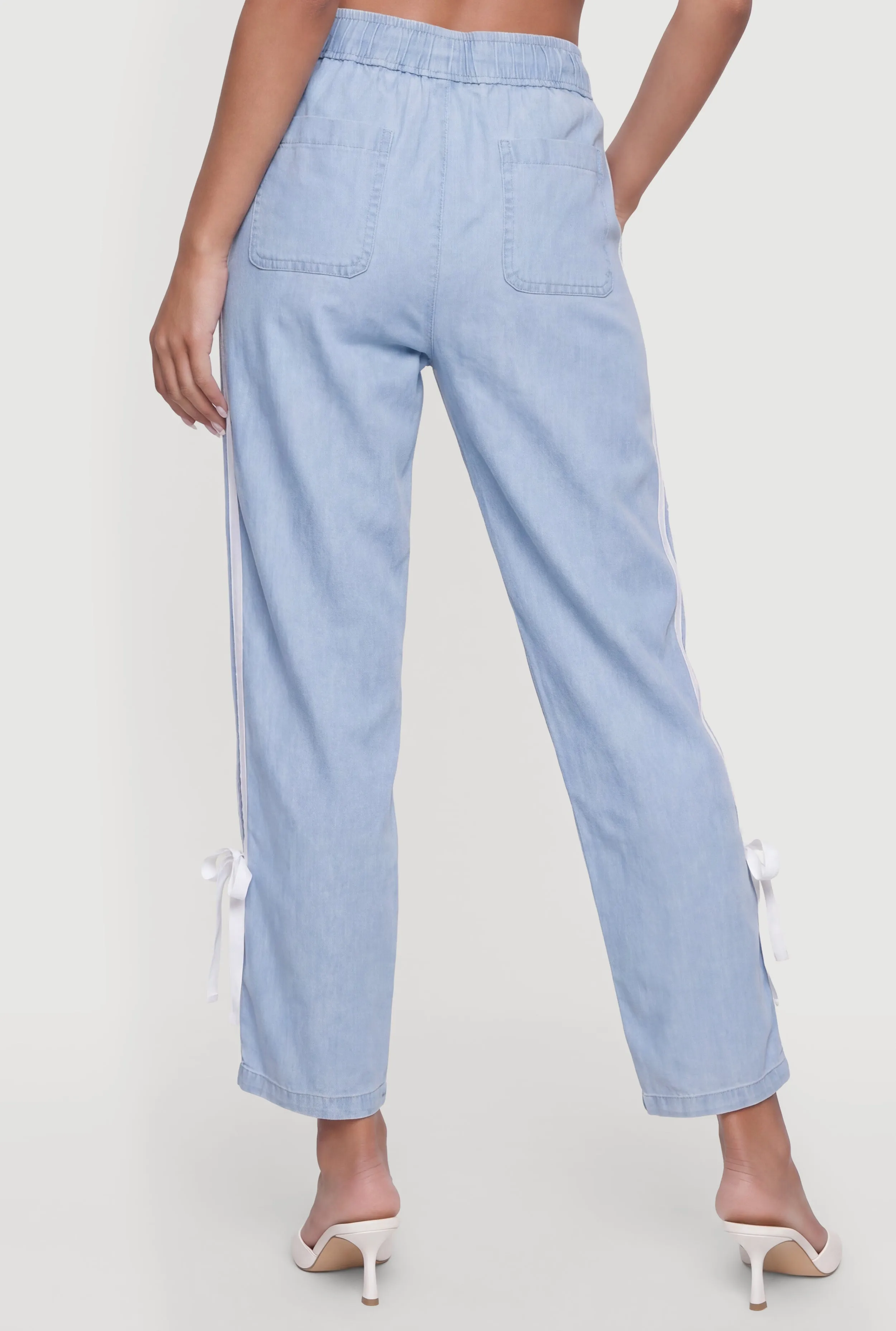 Contrast Trim Drawstring High Waisted Pants with Bows sold by Rainbow product image thumbnail 5