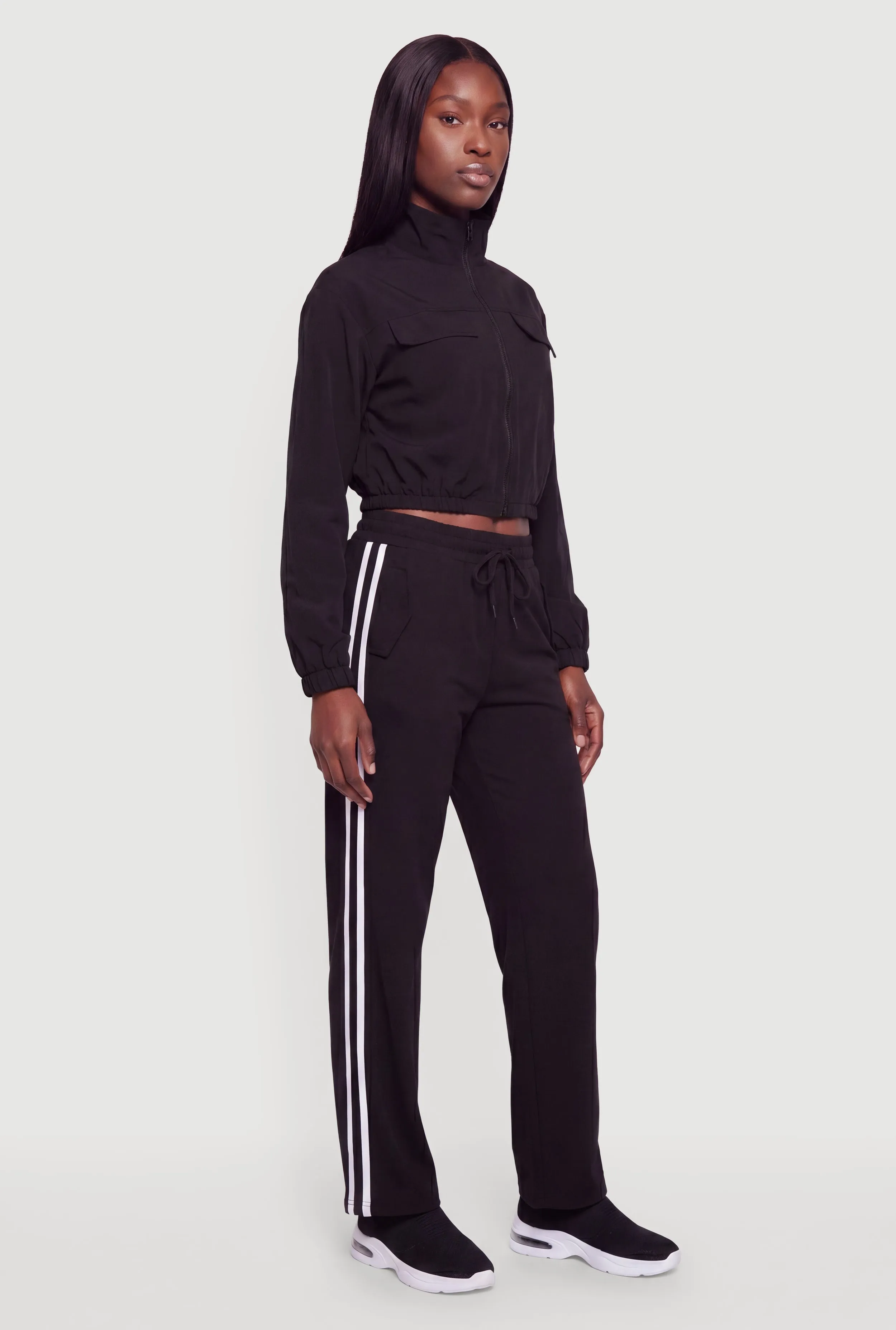 Long Sleeve Zip Front Mock Neck Track Jacket sold by Rainbow product image thumbnail 3