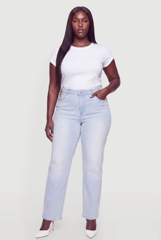 Plus Size Rolled Cuff Crew Neck T-Shirt made by Rainbow