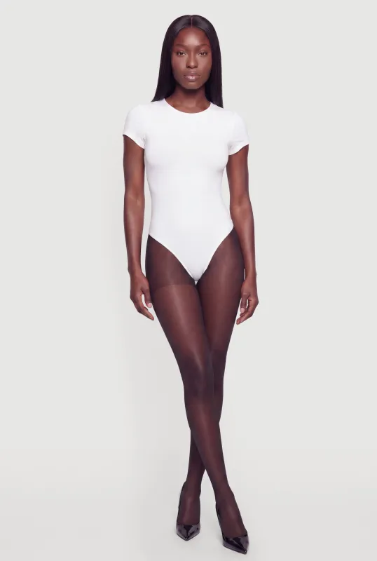 Double Layered Short Sleeve Thong Bodysuit made by Rainbow