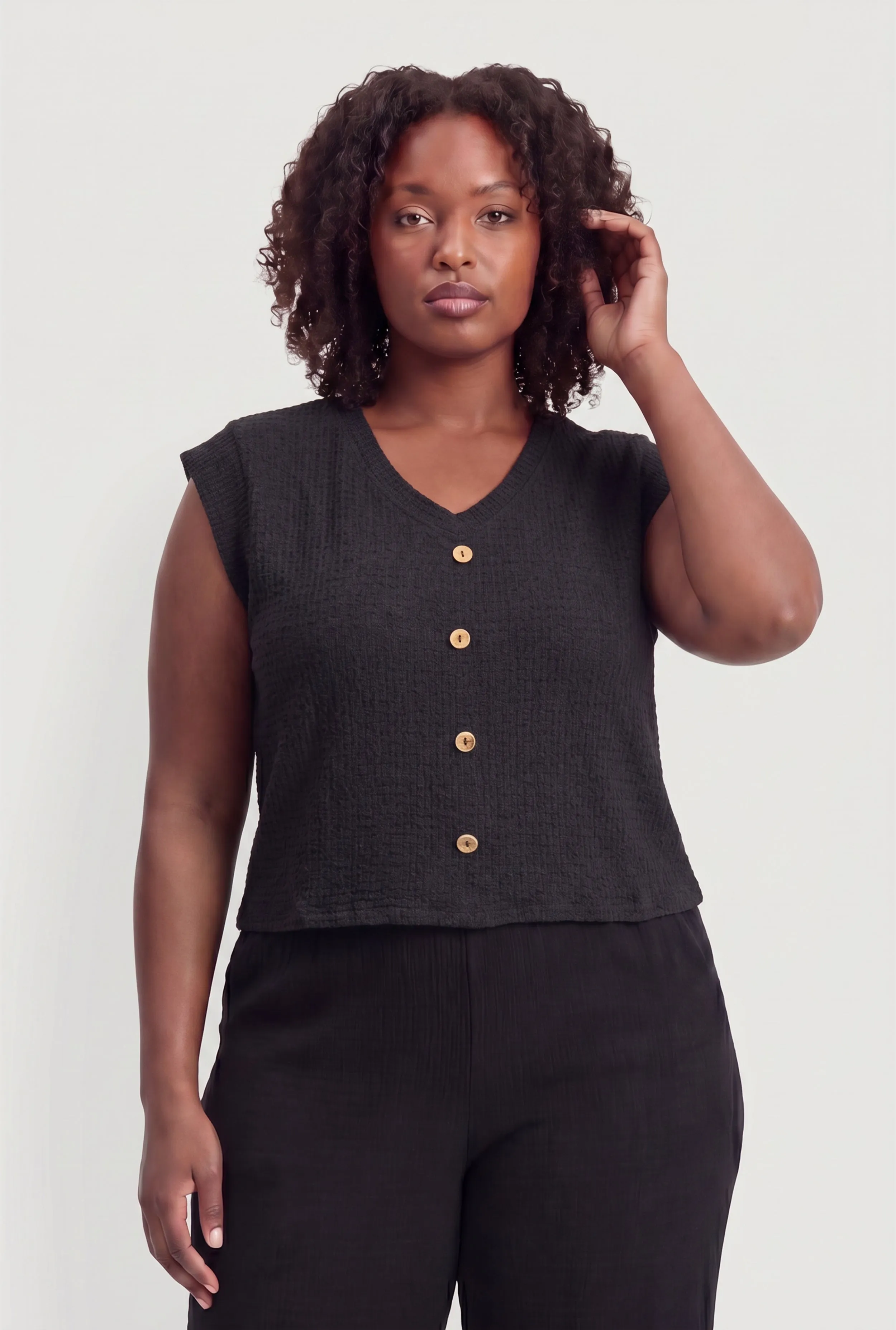 Plus Size Textured Knit Button Detail Top sold by Rainbow product image thumbnail 2