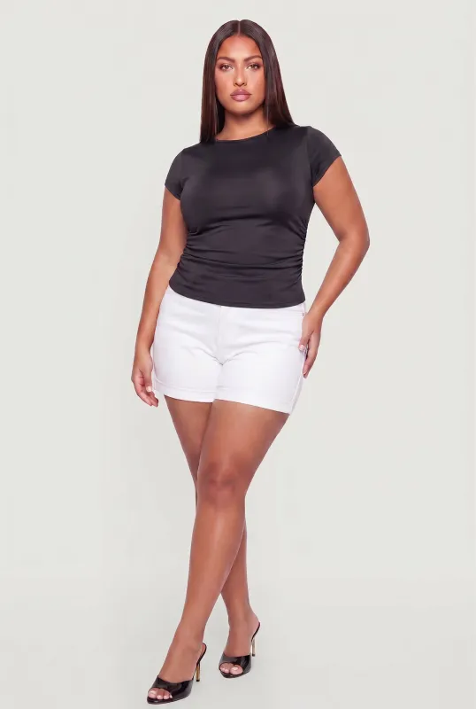 Plus Size Ruched Side Short Sleeve Top made by Rainbow