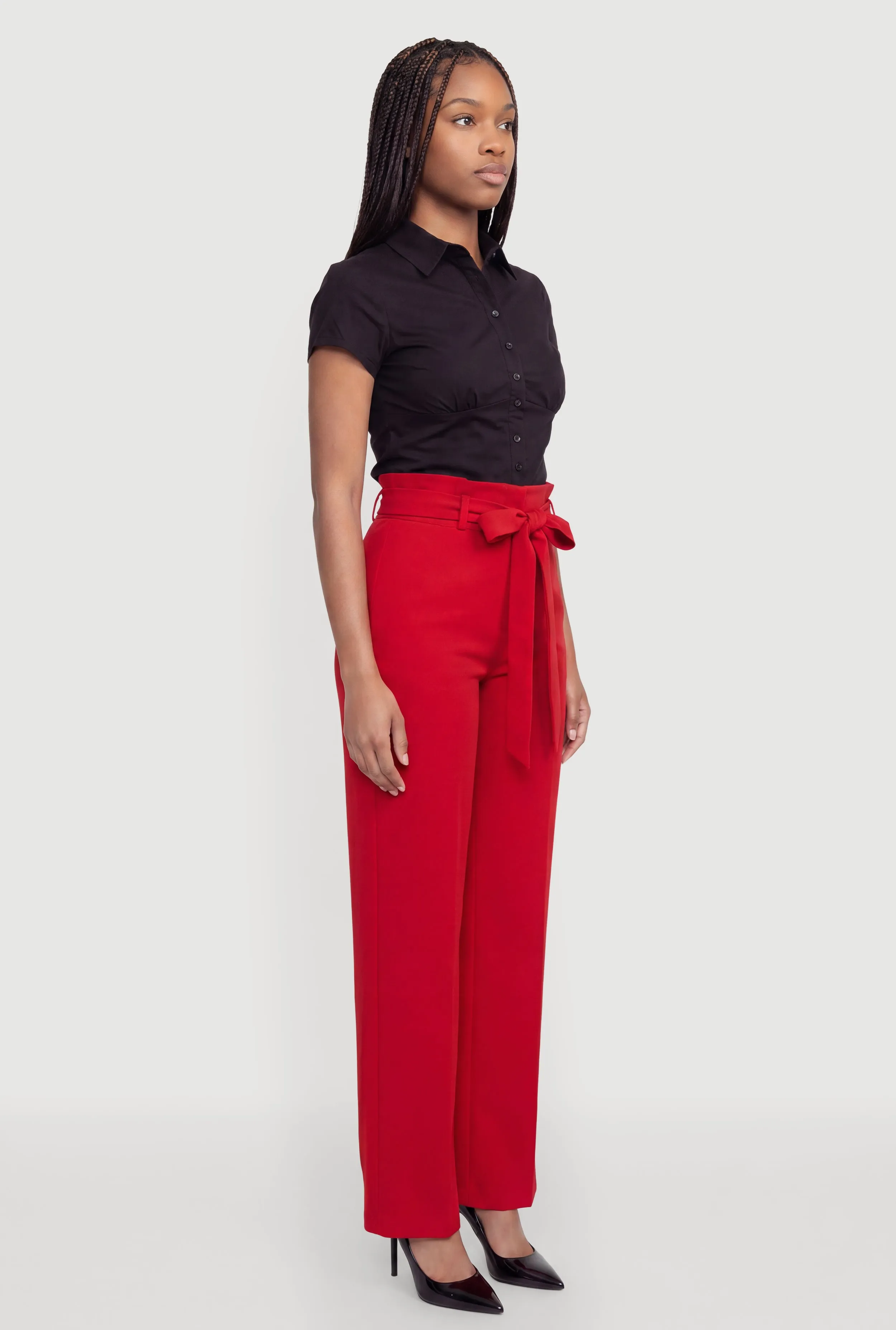 Tie Waist Belted Front Boot Cut Pants sold by Rainbow product image thumbnail 2