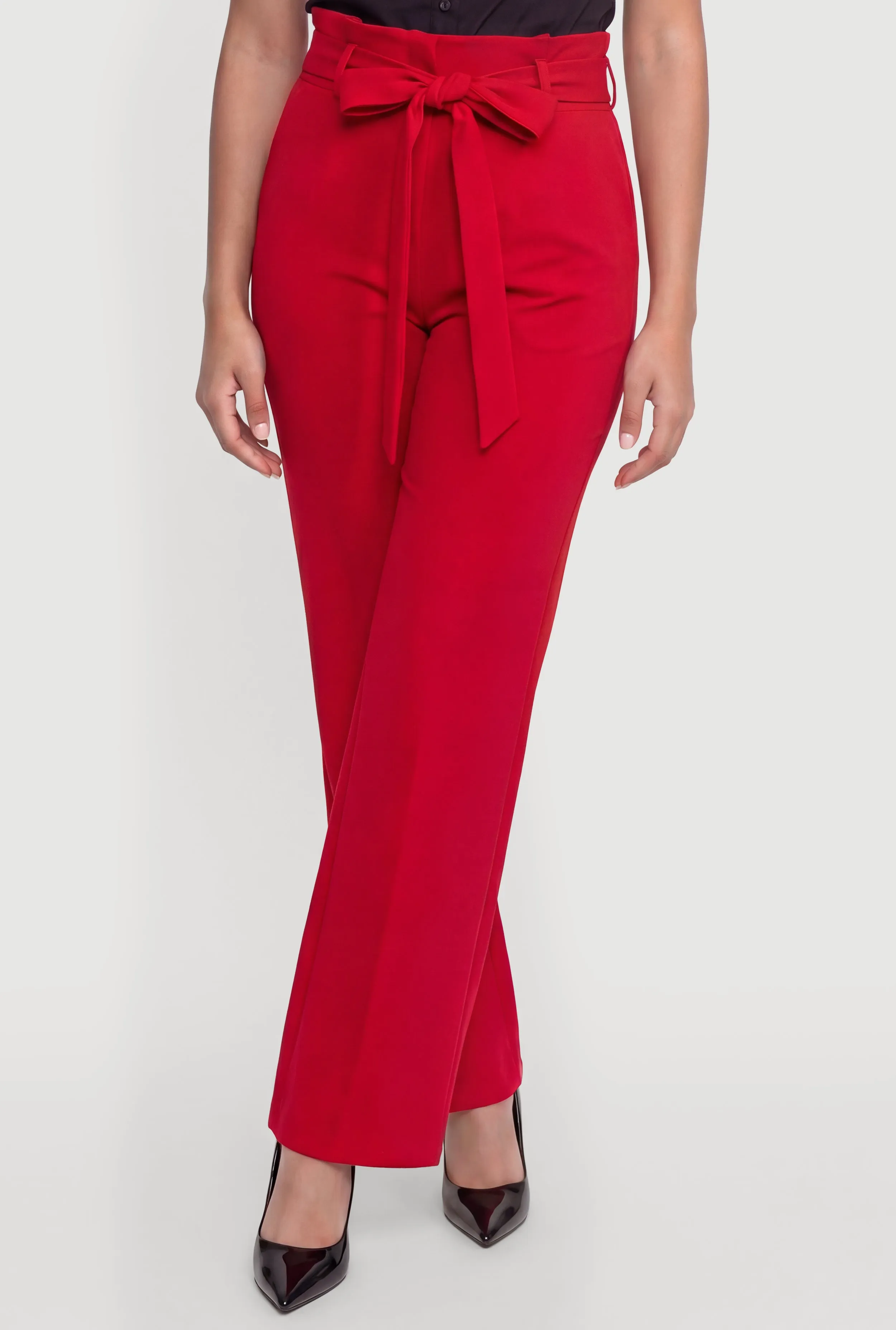 Tie Waist Belted Front Boot Cut Pants sold by Rainbow product image thumbnail 3
