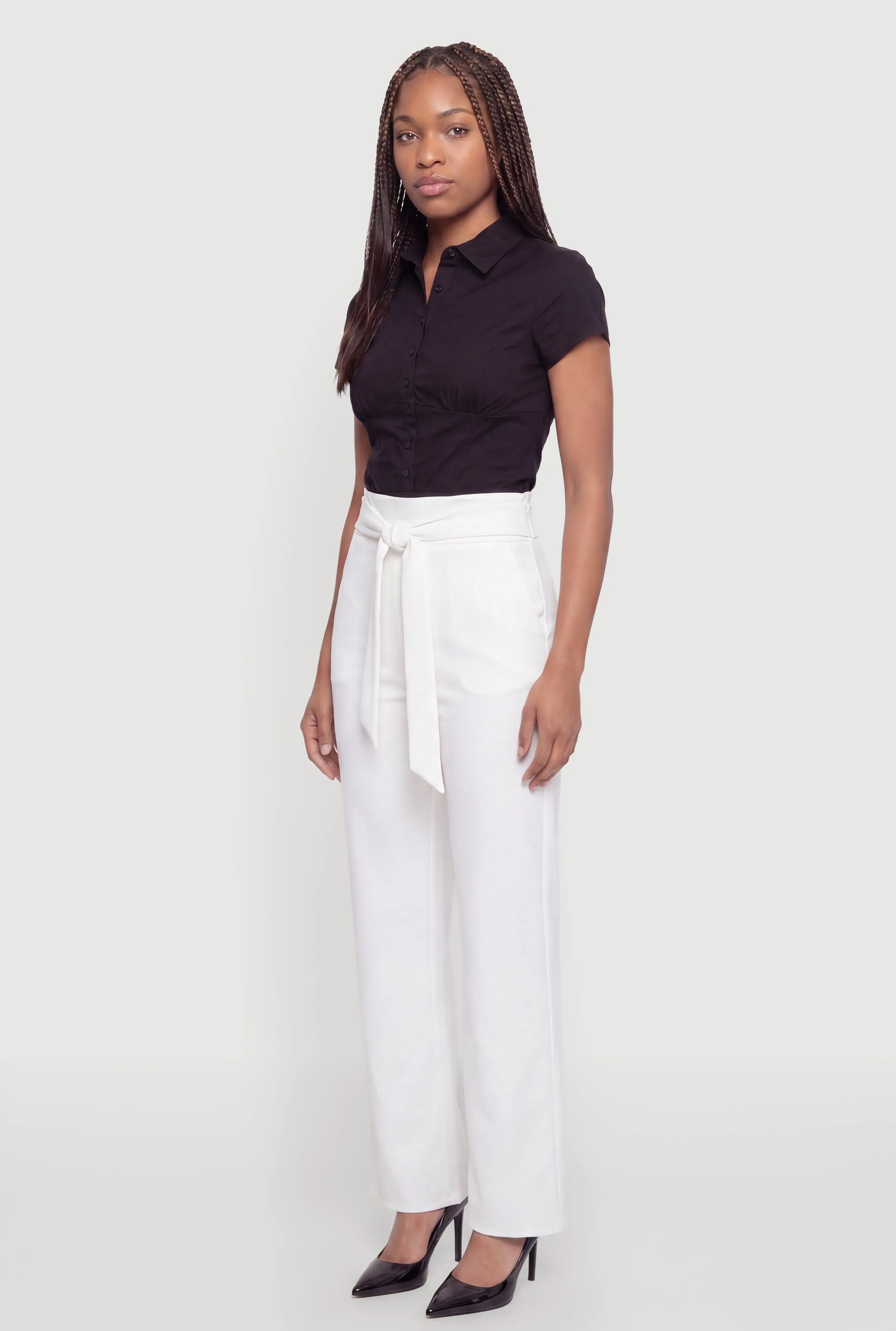 Tie Waist Belted Front Boot Cut Pants sold by Rainbow product image thumbnail 2