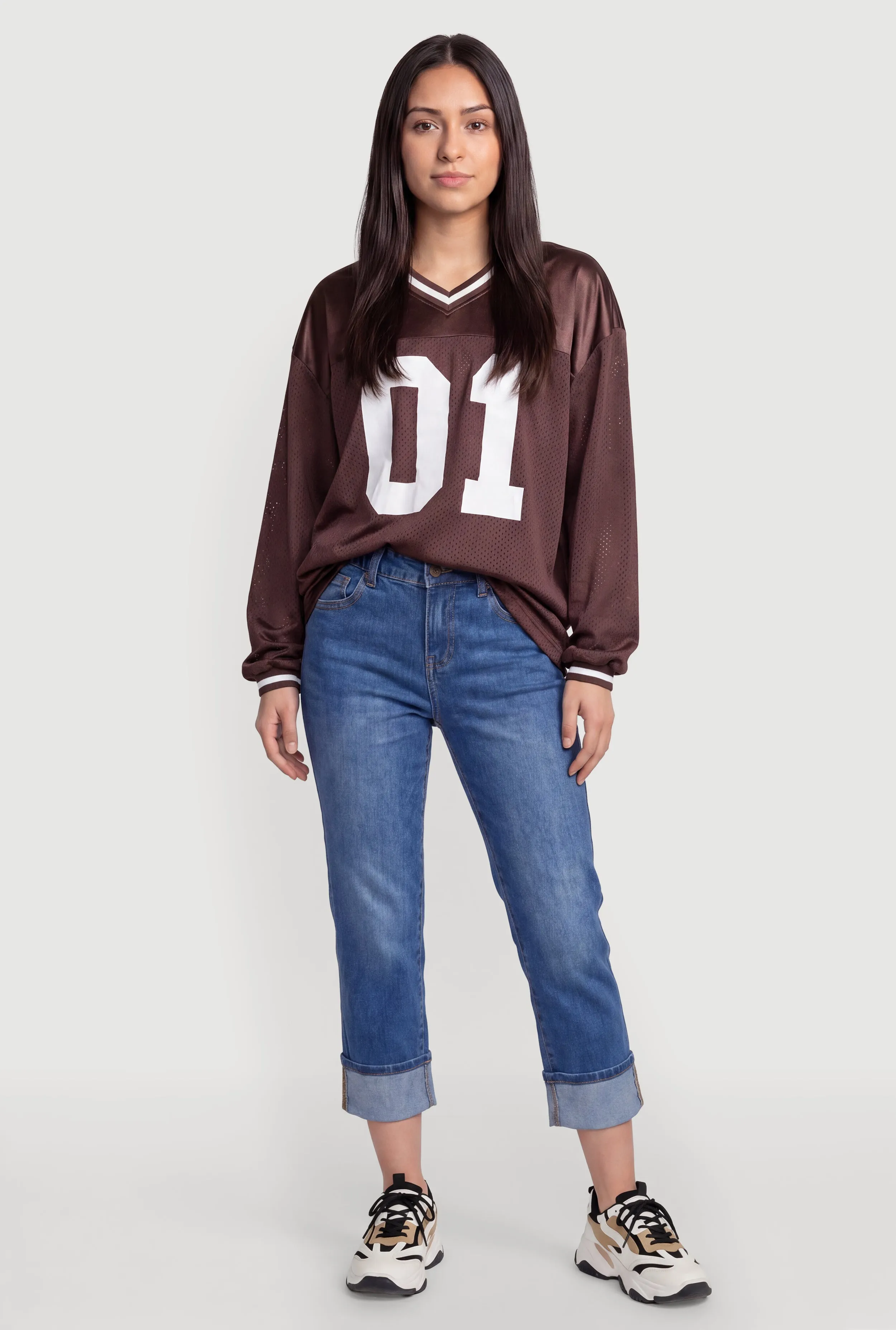 Satin Detail 01 Graphic Long Sleeve Mesh Jersey sold by Rainbow