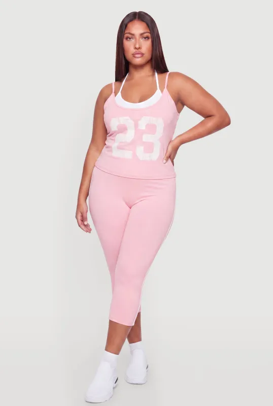 Plus Size Varsity Stripe Side Capri Leggings made by Rainbow