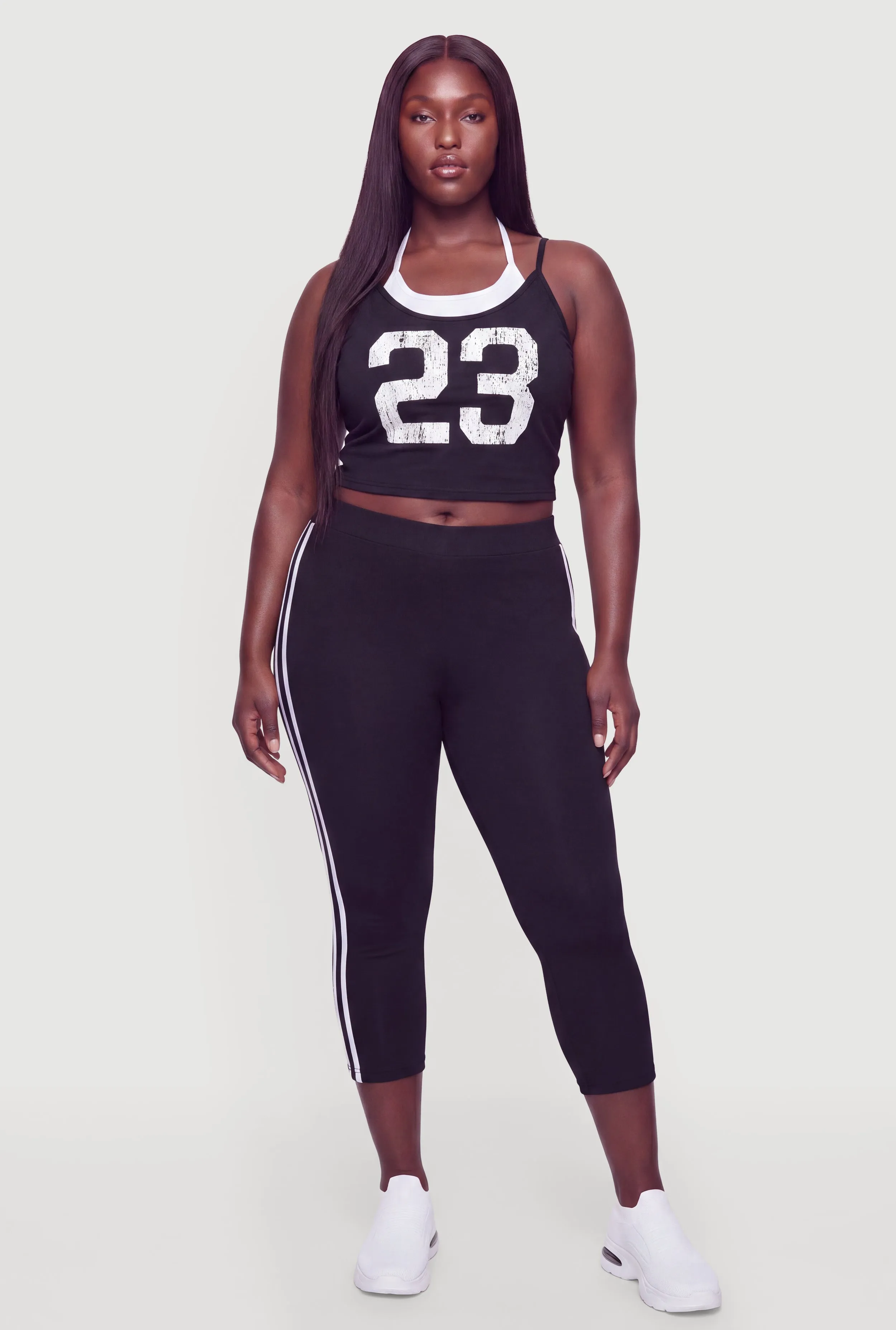 Plus Size Varsity Stripe Side Capri Leggings sold by Rainbow product image thumbnail 4