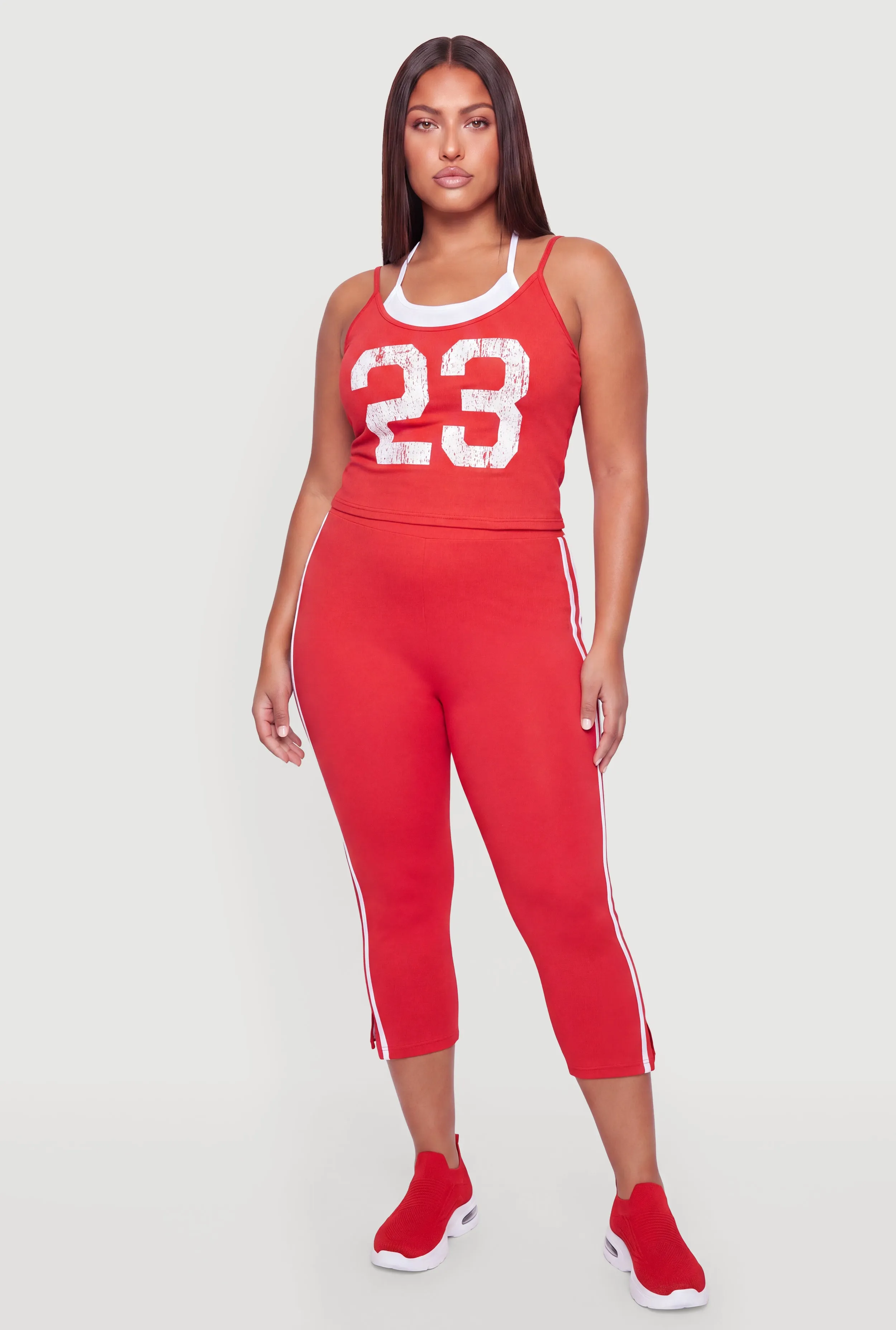 Plus Size Varsity Stripe Side Capri Leggings sold by Rainbow product image thumbnail 2