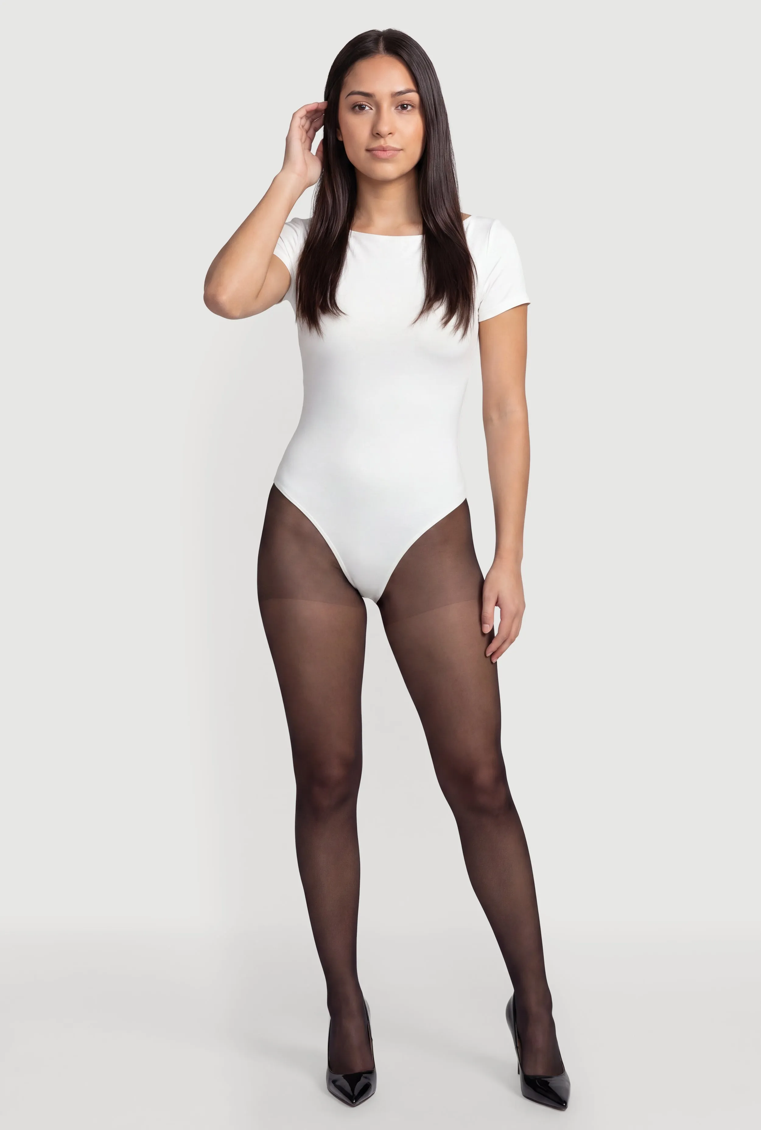 Solid Crew Neck Short Sleeve Bodysuit sold by Rainbow