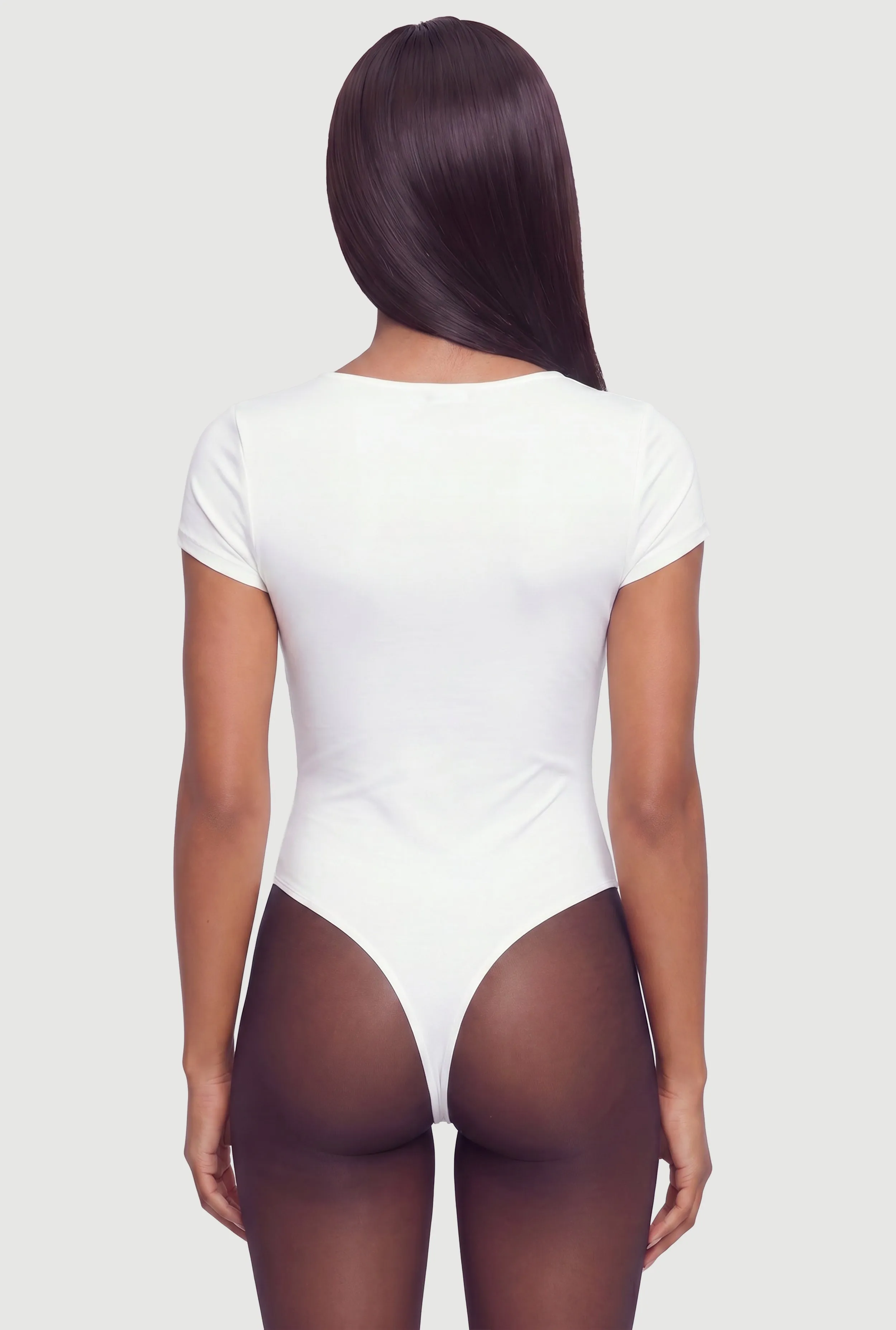 Solid Crew Neck Short Sleeve Bodysuit sold by Rainbow product image thumbnail 5