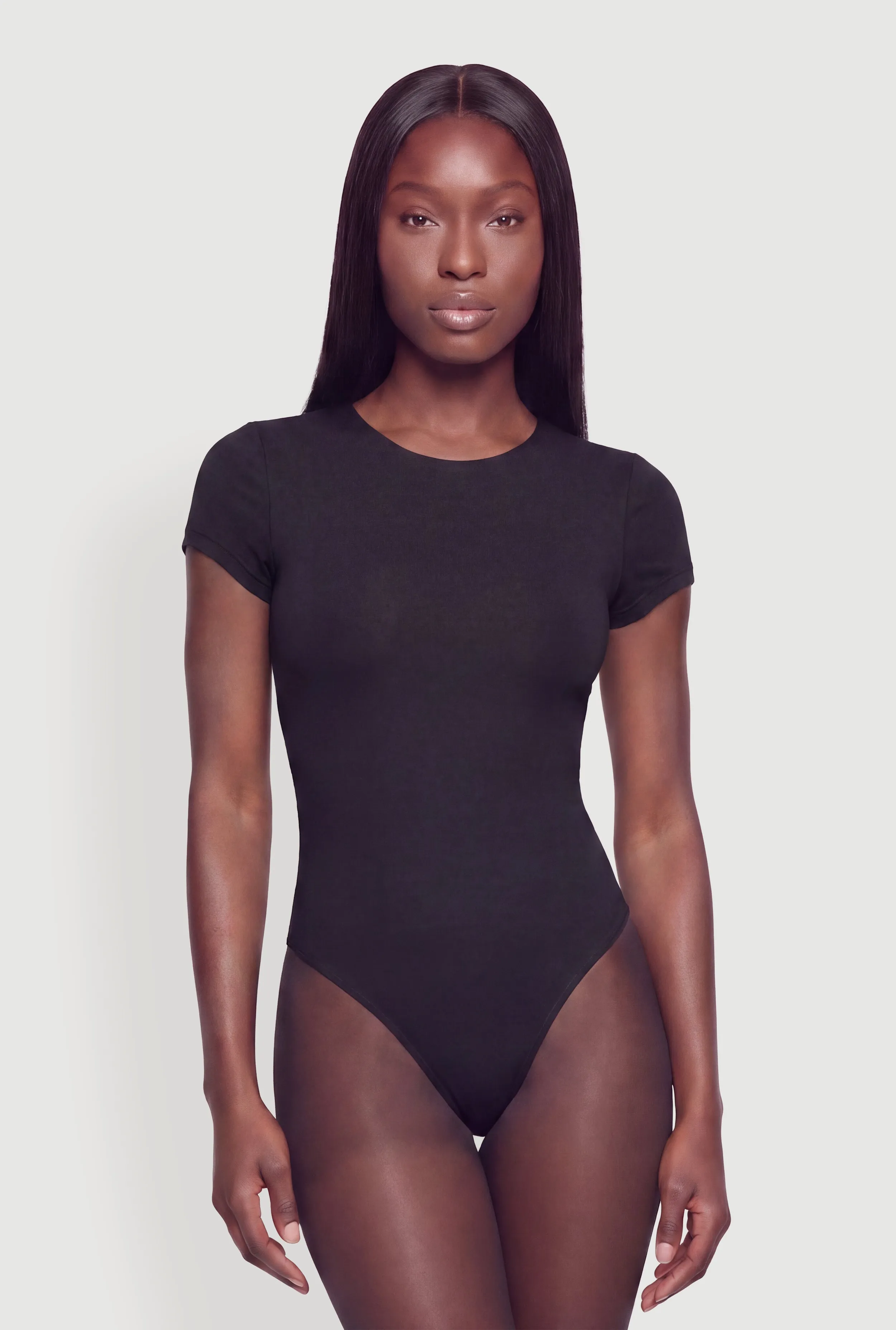Solid Crew Neck Short Sleeve Bodysuit sold by Rainbow product image thumbnail 2