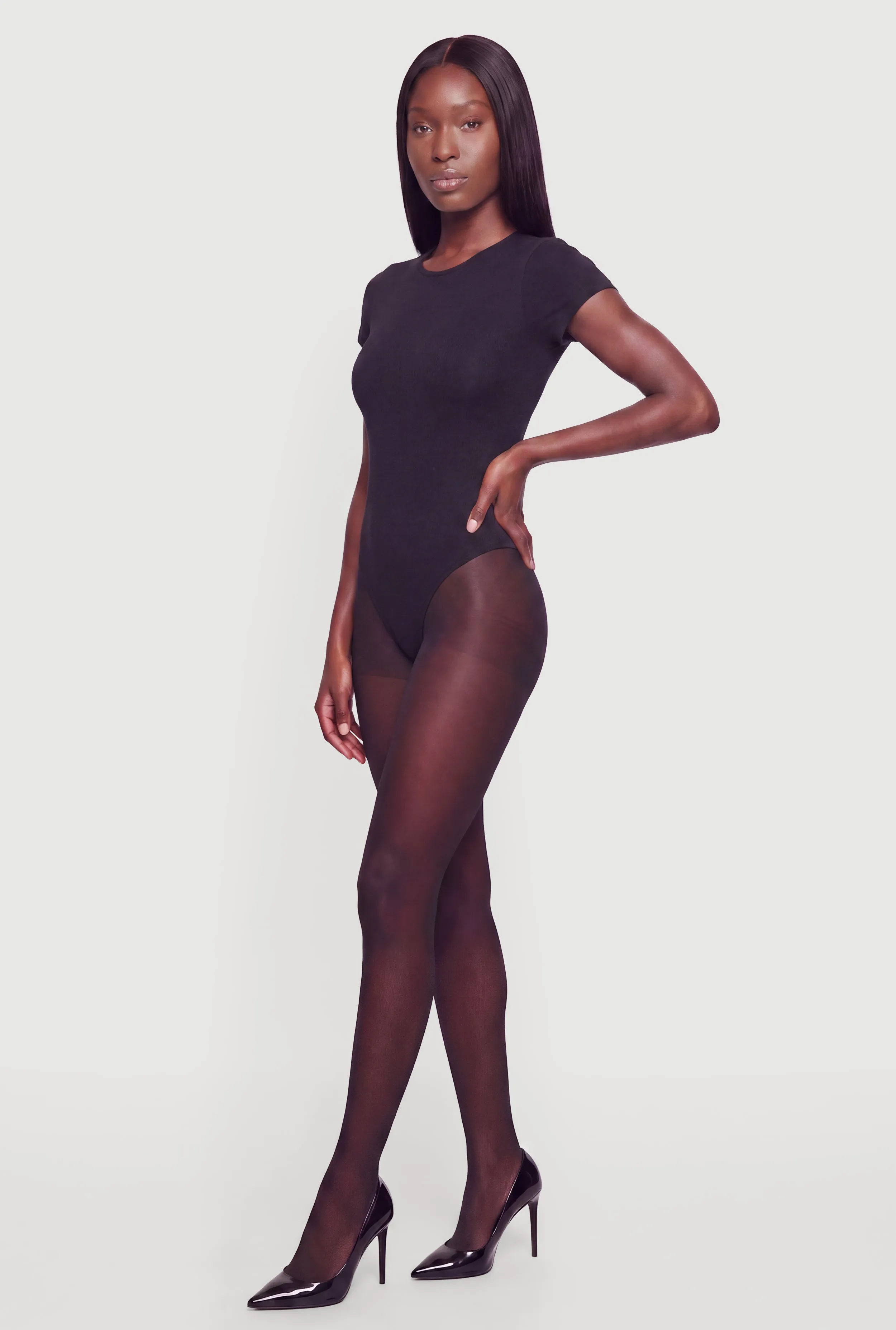 Solid Crew Neck Short Sleeve Bodysuit sold by Rainbow product image thumbnail 3
