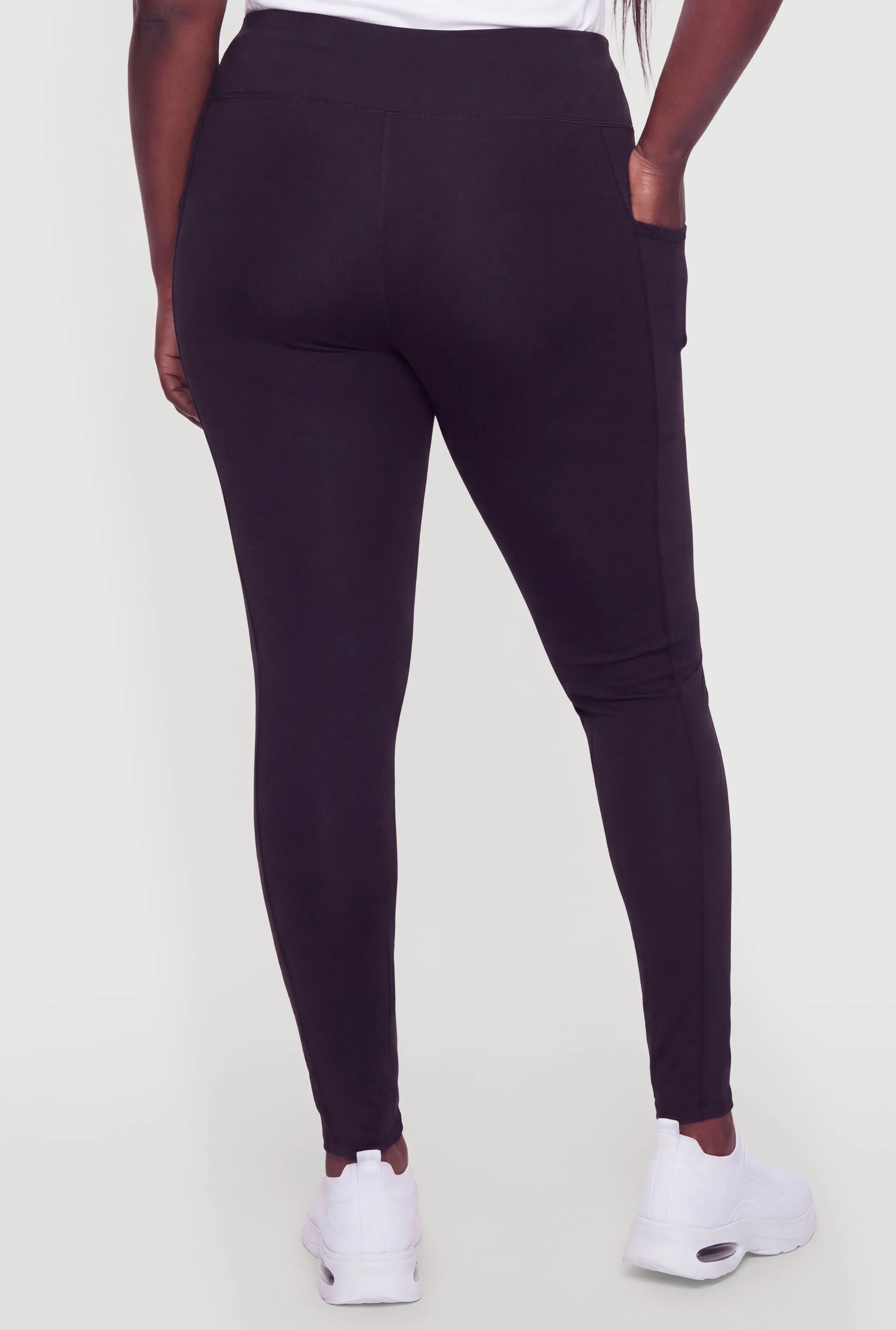 Plus Size High Waist Solid Leggings with Cell Phone Pockets sold by Rainbow product image thumbnail 5