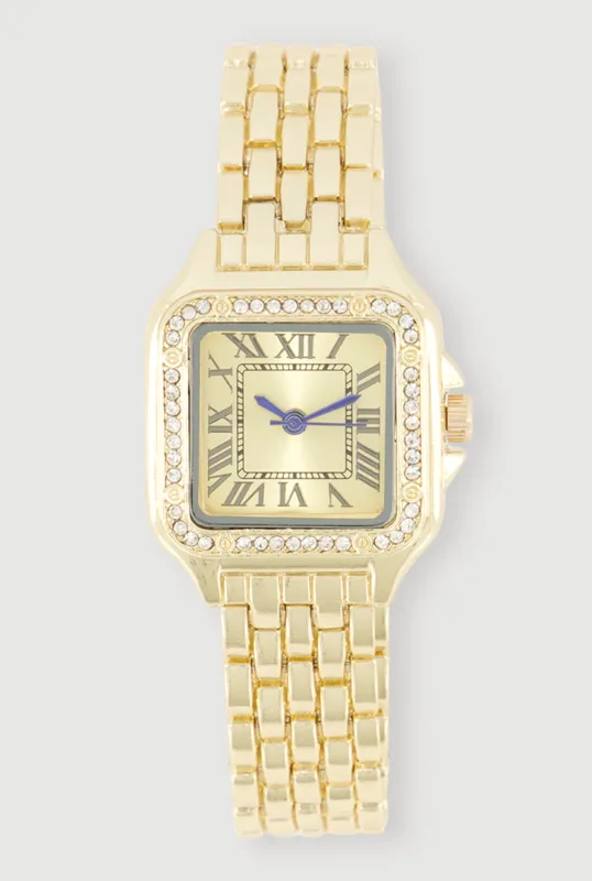 Square Dial Roman Numeral Link Bracelet Watch made by Rainbow