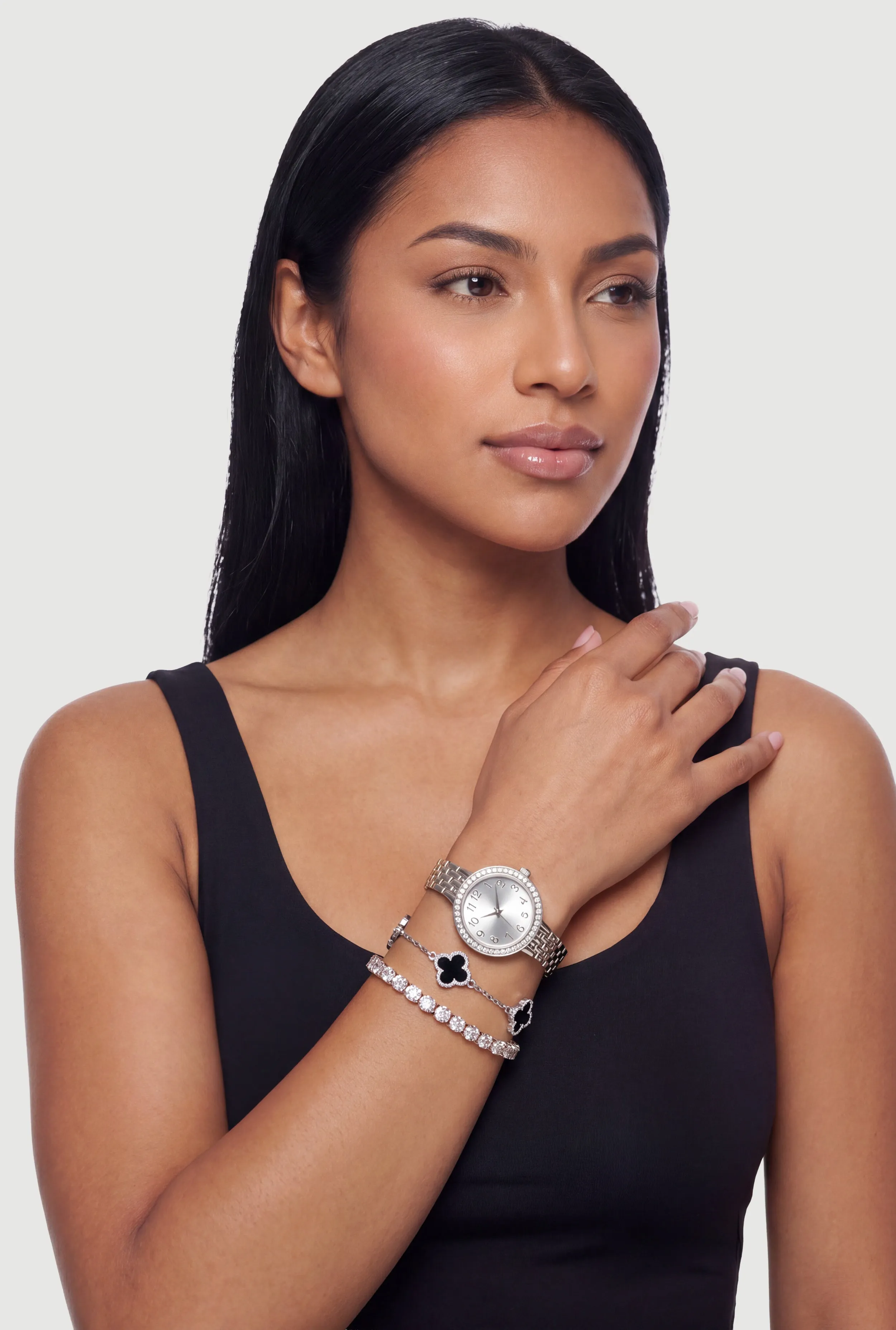 Analog Watch with Stretch and Clover Bracelet 3 Piece Set sold by Rainbow product image thumbnail 2