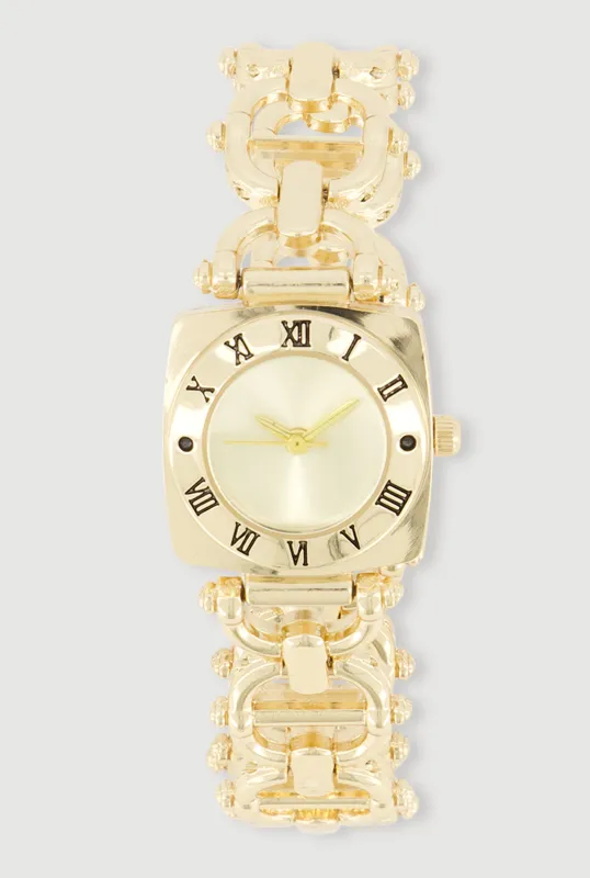 Roman Numeral Link Bracelet Watch made by Rainbow