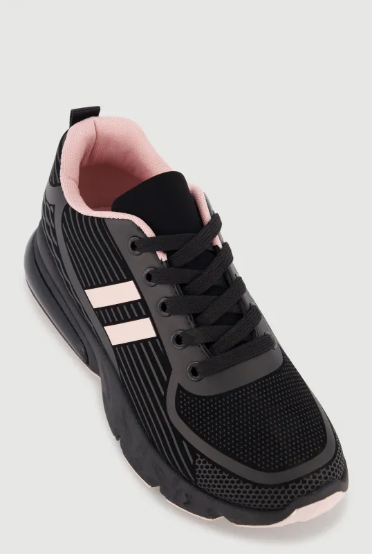 Stripe Detail Lace Up Athletic Sneakers made by Rainbow