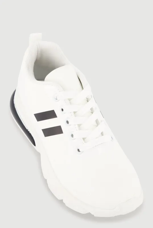 Stripe Detail Lace Up Athletic Sneakers made by Rainbow