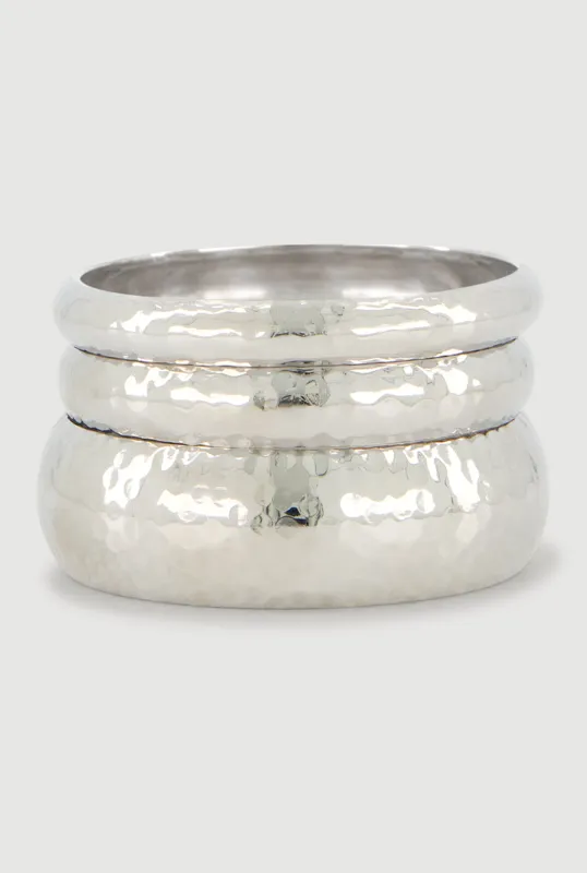 Metallic Hammered Bangle Bracelet 3 Piece Set made by Nautica