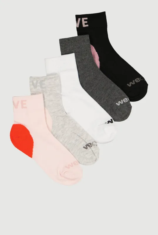 Love Graphic Socks 5 Pack Size 4-10 made by Rainbow