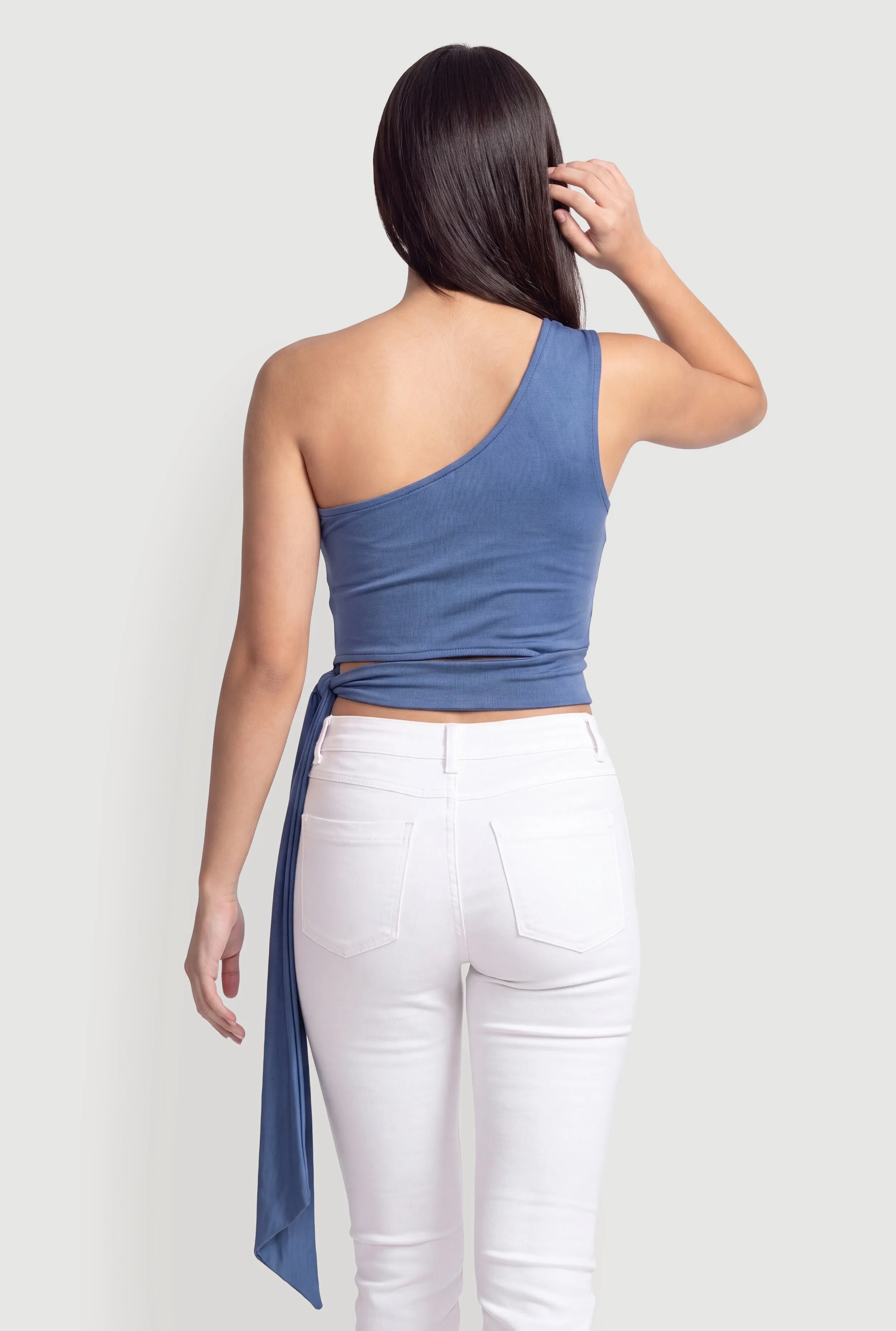 One Shoulder Side Tie Crop Top sold by Rainbow product image thumbnail 5