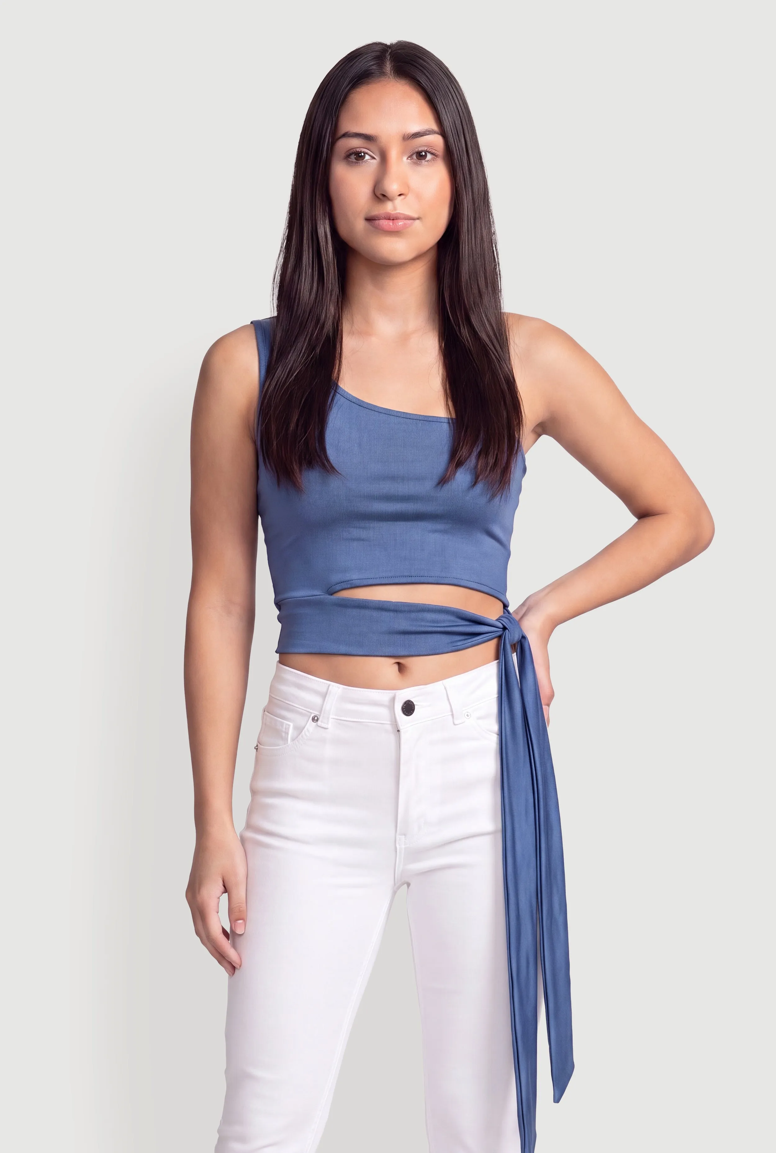 One Shoulder Side Tie Crop Top sold by Rainbow product image thumbnail 2