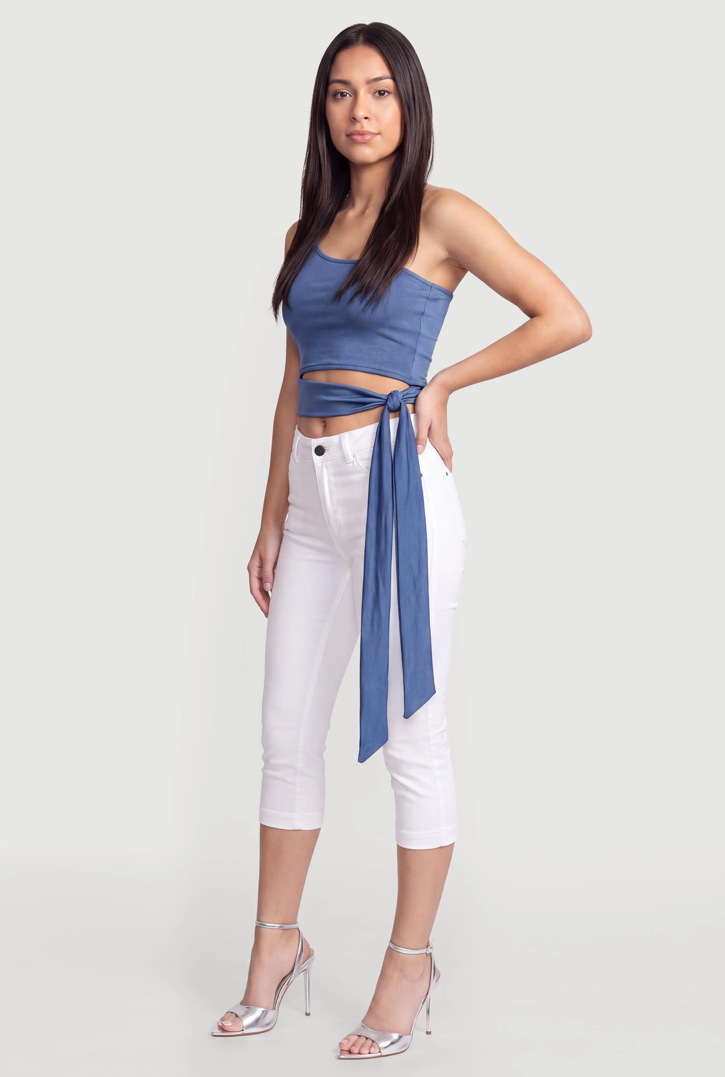 One Shoulder Side Tie Crop Top sold by Rainbow product image thumbnail 3