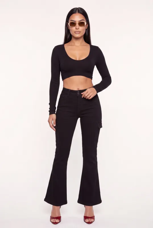 Ribbed Long Sleeve Crop Top made by Rainbow
