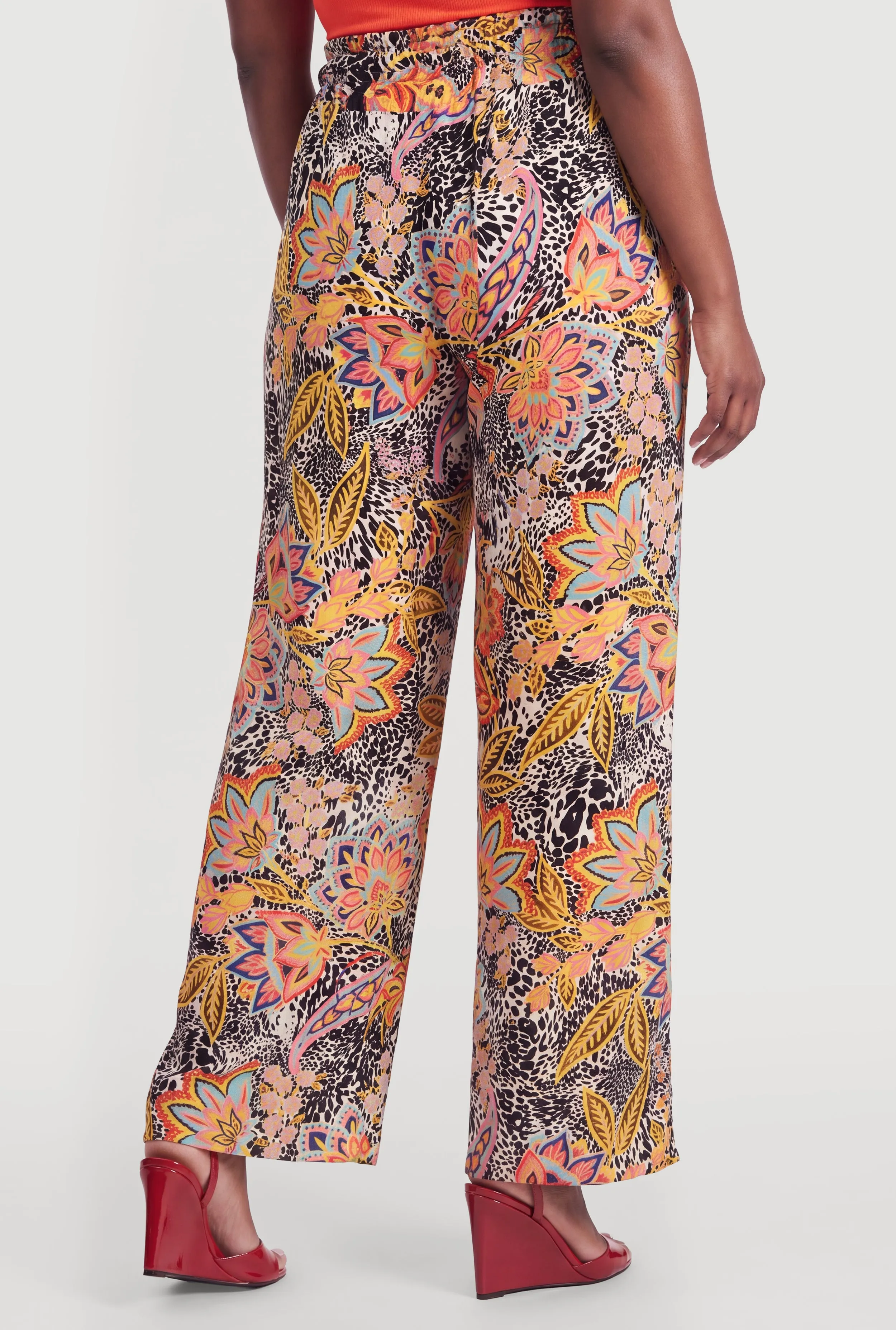 Plus Size Floral Animal Print High Waist Wide Leg Pants sold by Rainbow product image thumbnail 5