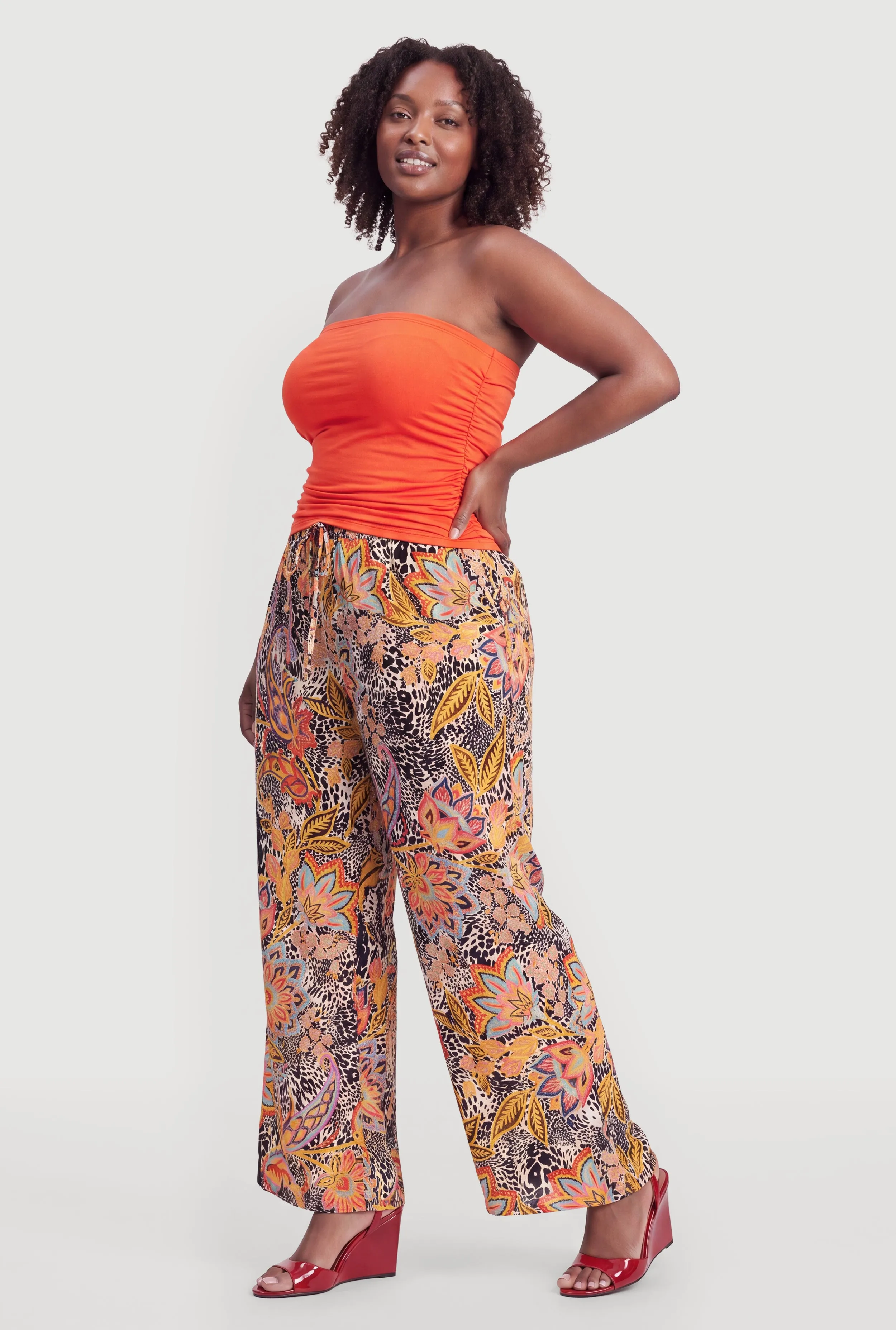 Plus Size Floral Animal Print High Waist Wide Leg Pants sold by Rainbow product image thumbnail 2