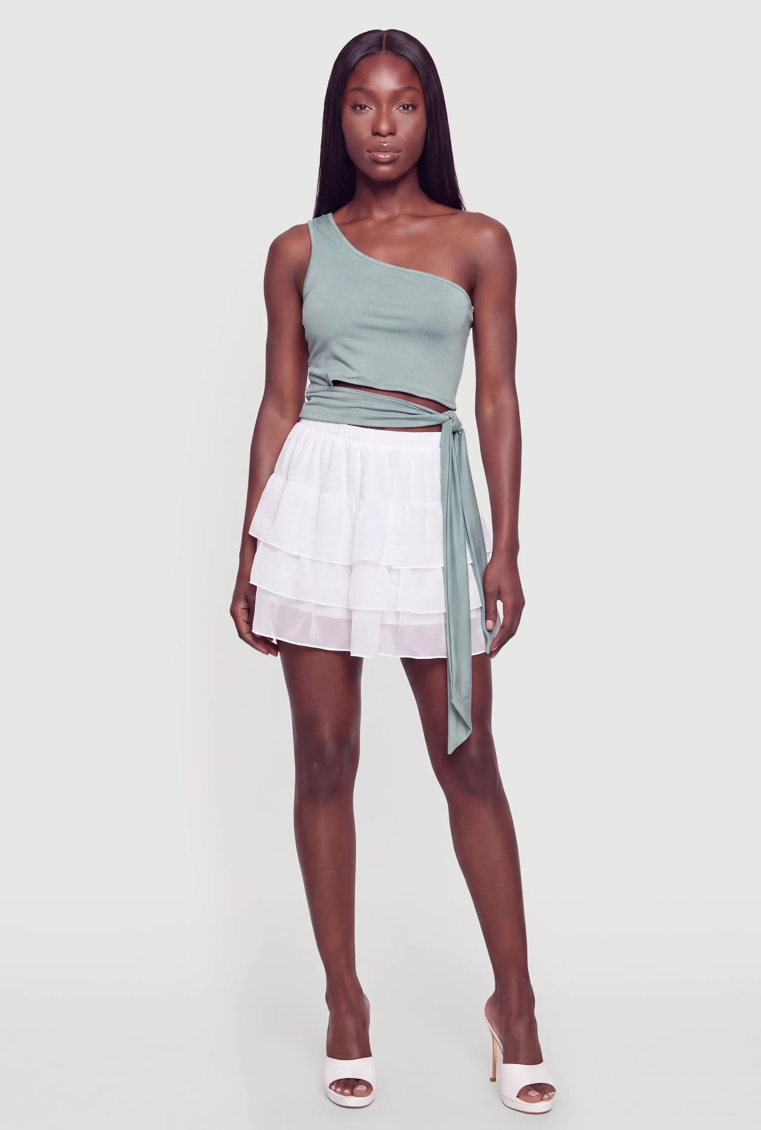 One Shoulder Side Tie Crop Top sold by Rainbow product image thumbnail 5