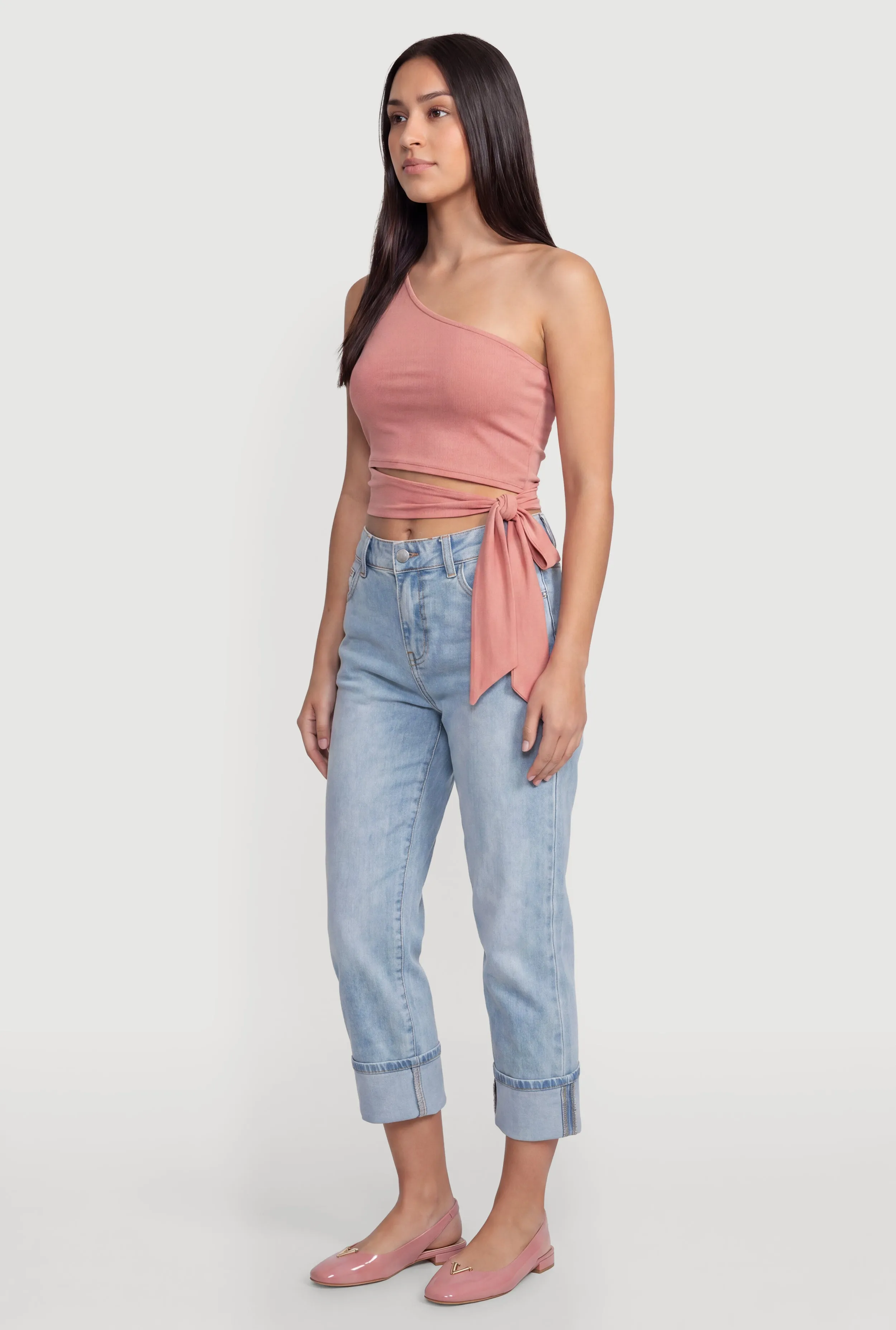 One Shoulder Side Tie Crop Top sold by Rainbow product image thumbnail 3
