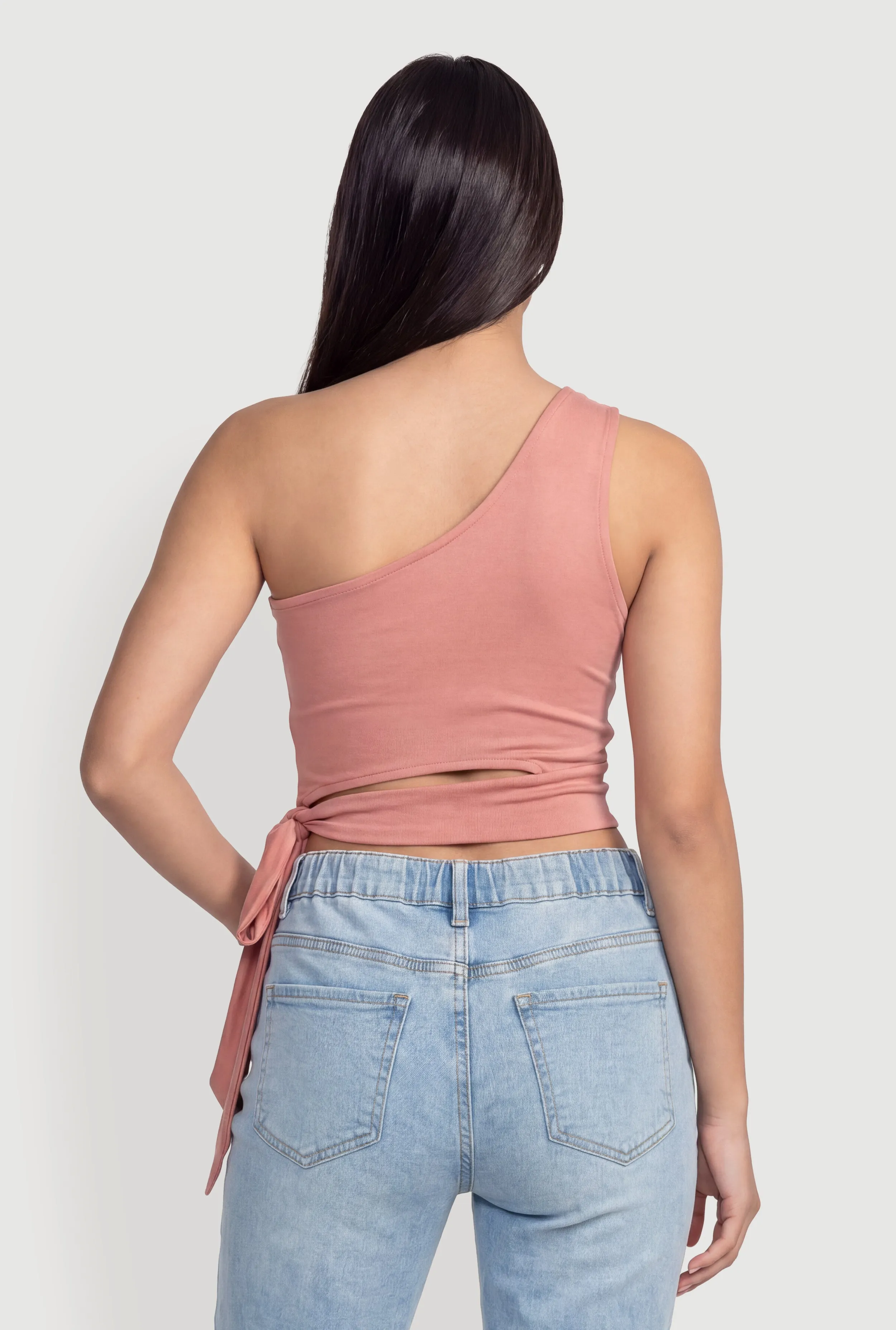 One Shoulder Side Tie Crop Top sold by Rainbow product image thumbnail 5