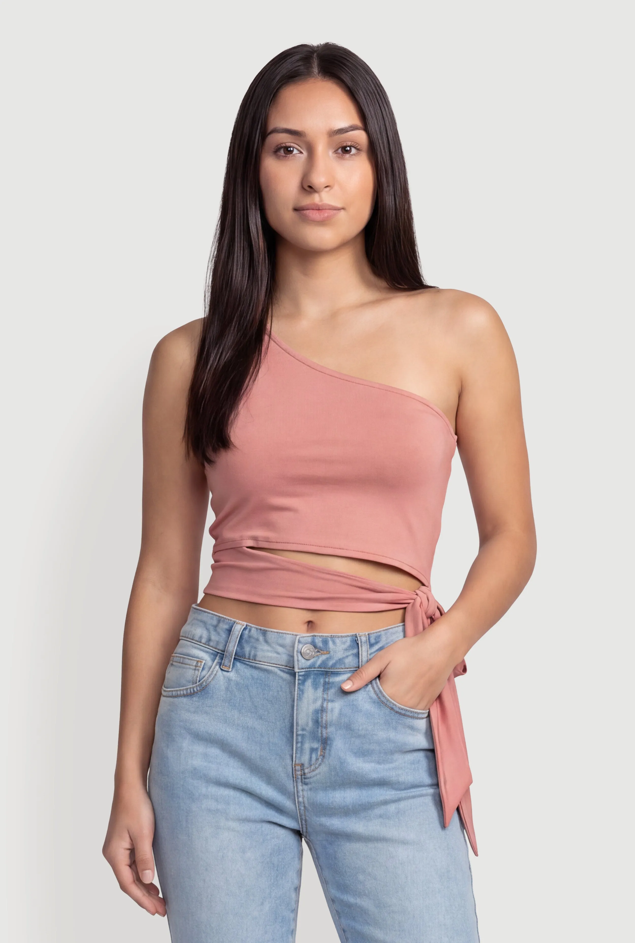 One Shoulder Side Tie Crop Top sold by Rainbow product image thumbnail 2