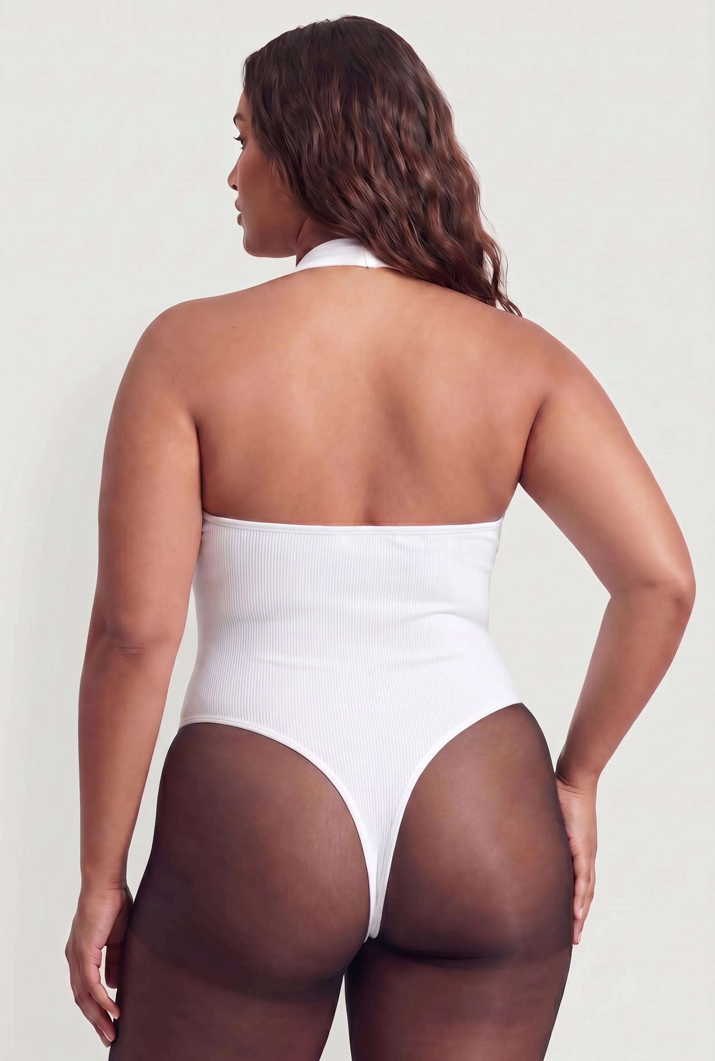 Plus Size Metallic O Ring Detail Halter Thong Bodysuit sold by Rainbow product image thumbnail 5